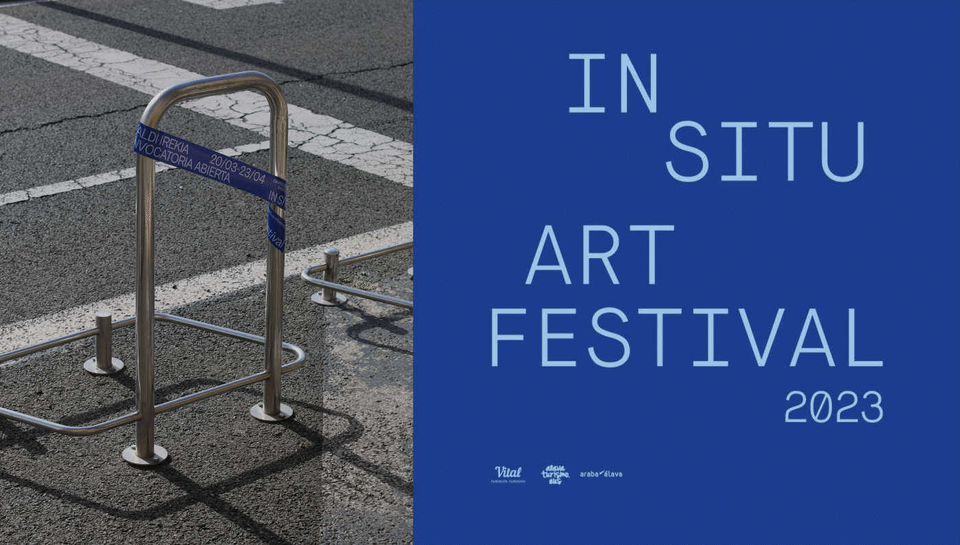 printed tape with festival's name "IN SITU Art Festival" and open call's poster animation
