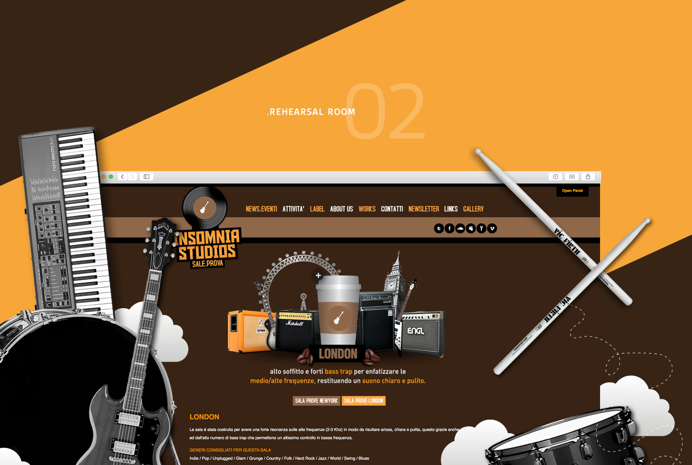 flushdesign Recording studio music school webiste company website INSOMNIA STUDIO