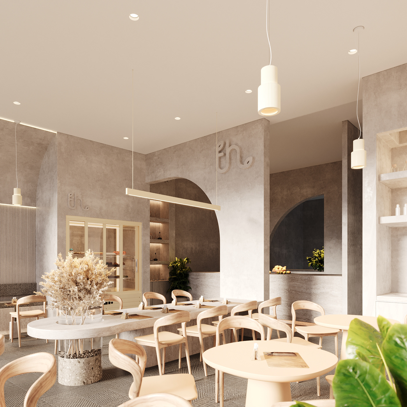 restaurant design visualization architecture 3ds max interior design  minimal Minimalism earthy wood