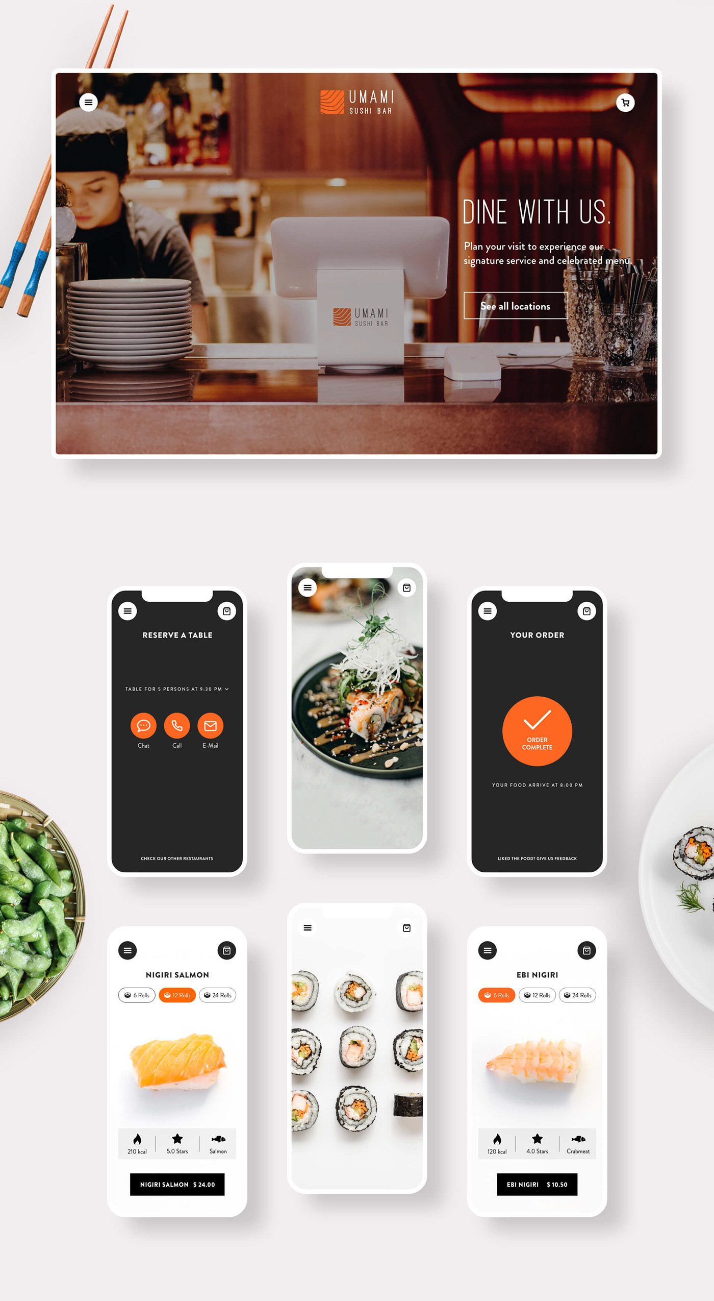 app branding  mobile restaurant Solution Sushi UI UI/UX Webdesign Website