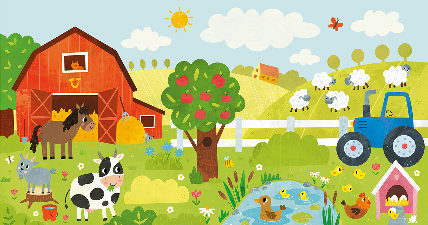 11 beautifully illustrated scenes to inspire kids’ imaginations. Farm