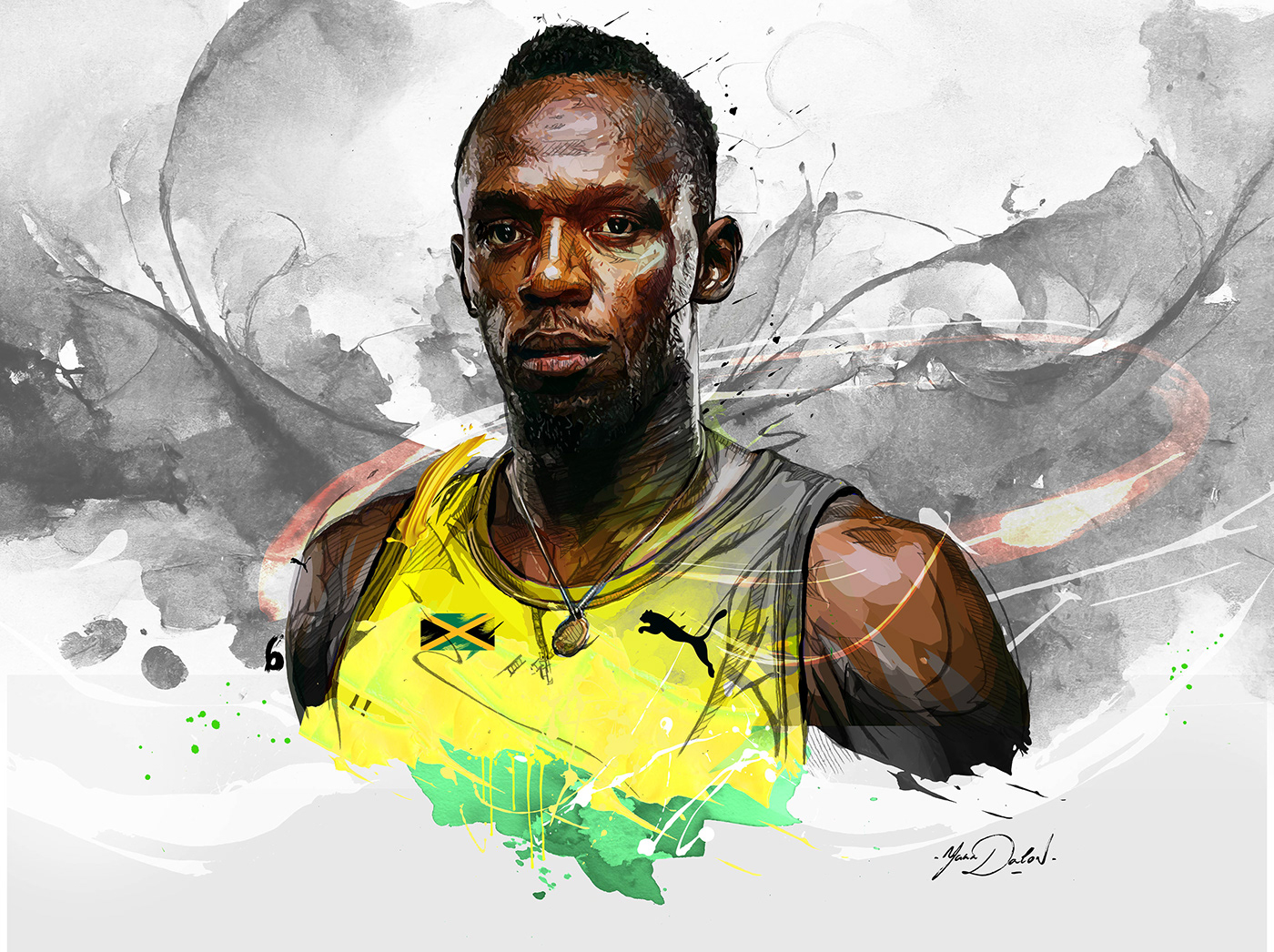 Usain Bolt Olympics puma Paris 2024 Olympic Games athletics Dynamic colorful jamaica speed