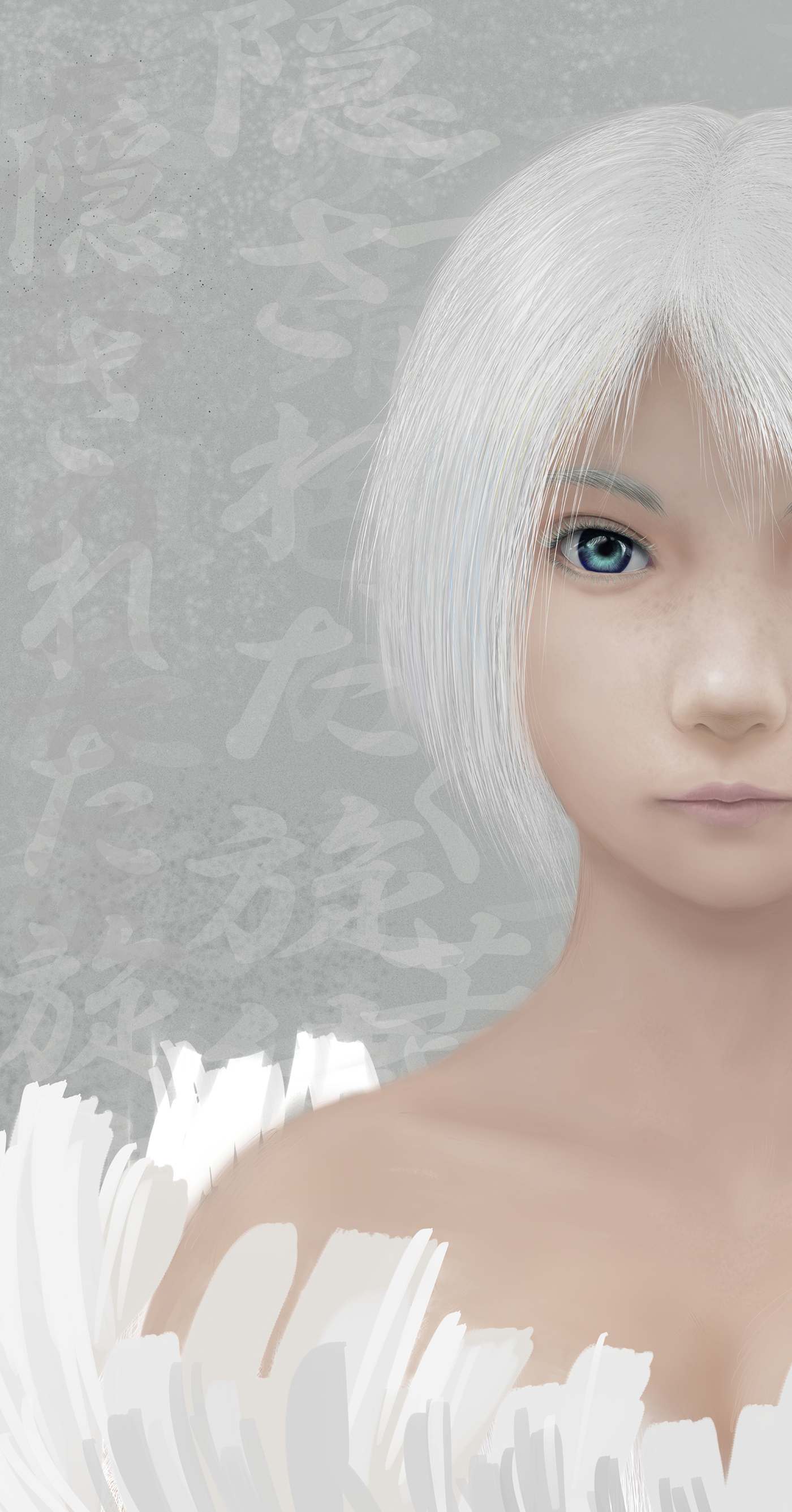 portrait silver White blue girl