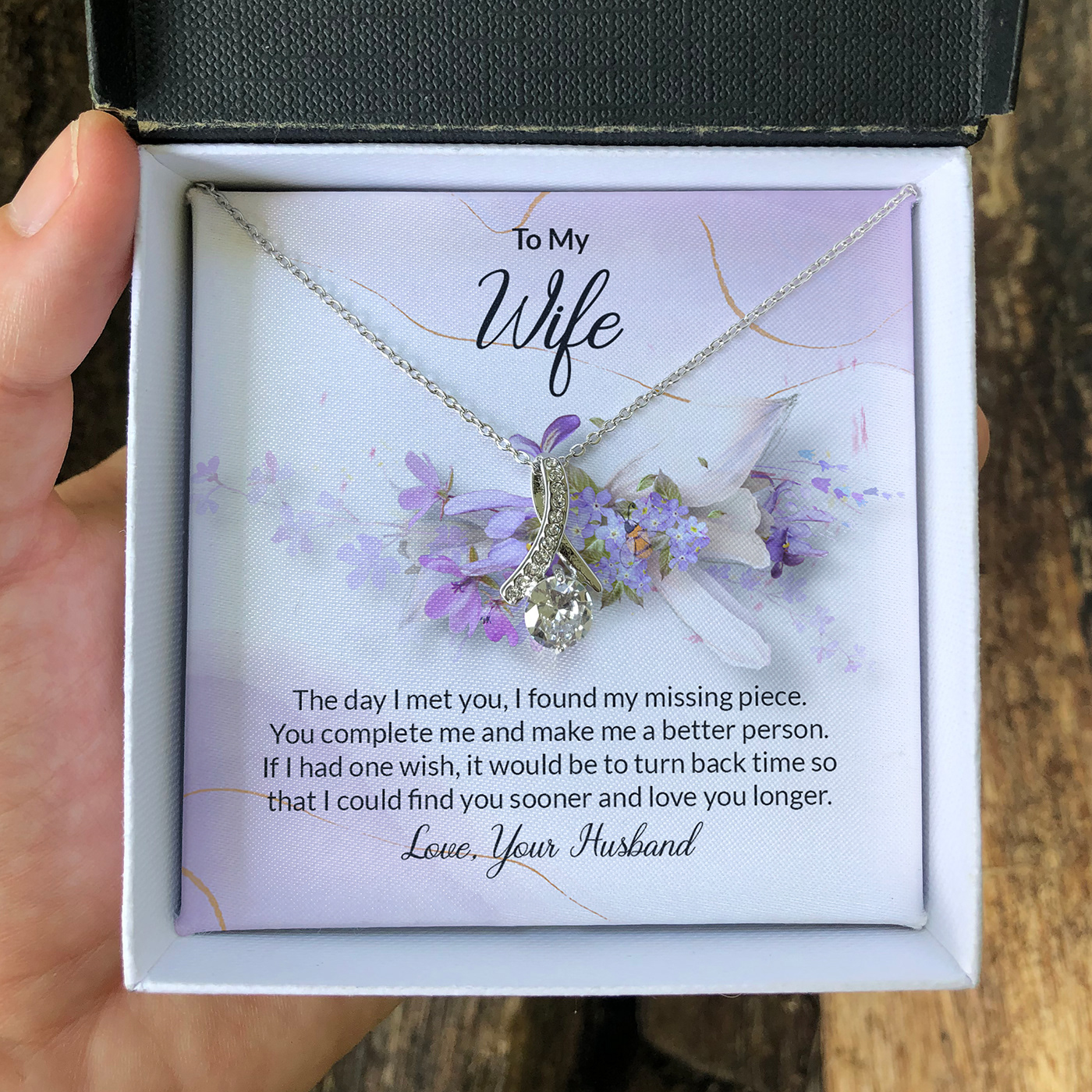 emotional quotes husband husband to wife message card design SHINEON   Shineon Necklace TO MY WIFE wife wife necklace
