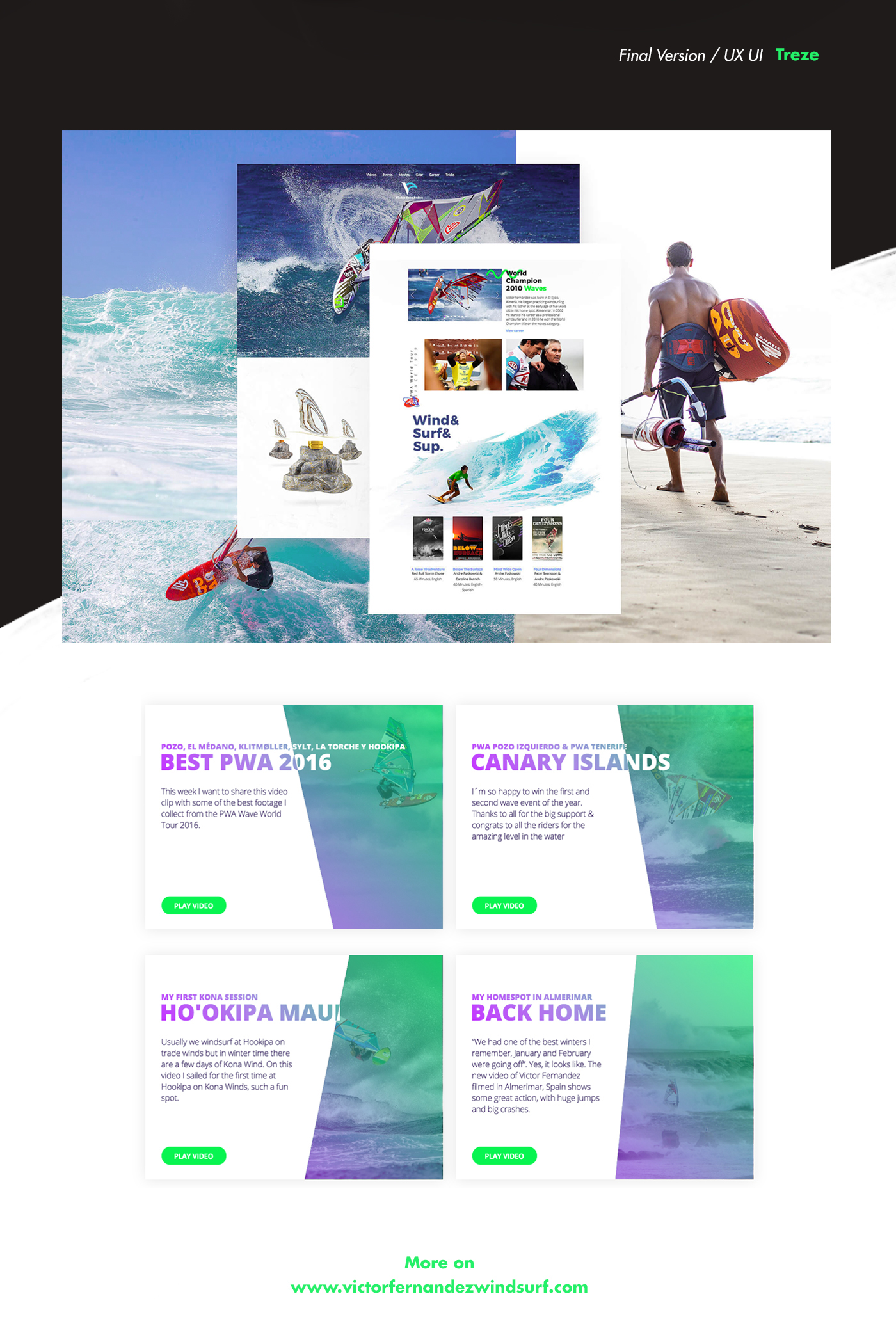 UI ux Web minimal design Surf windsurf clean Responsive card