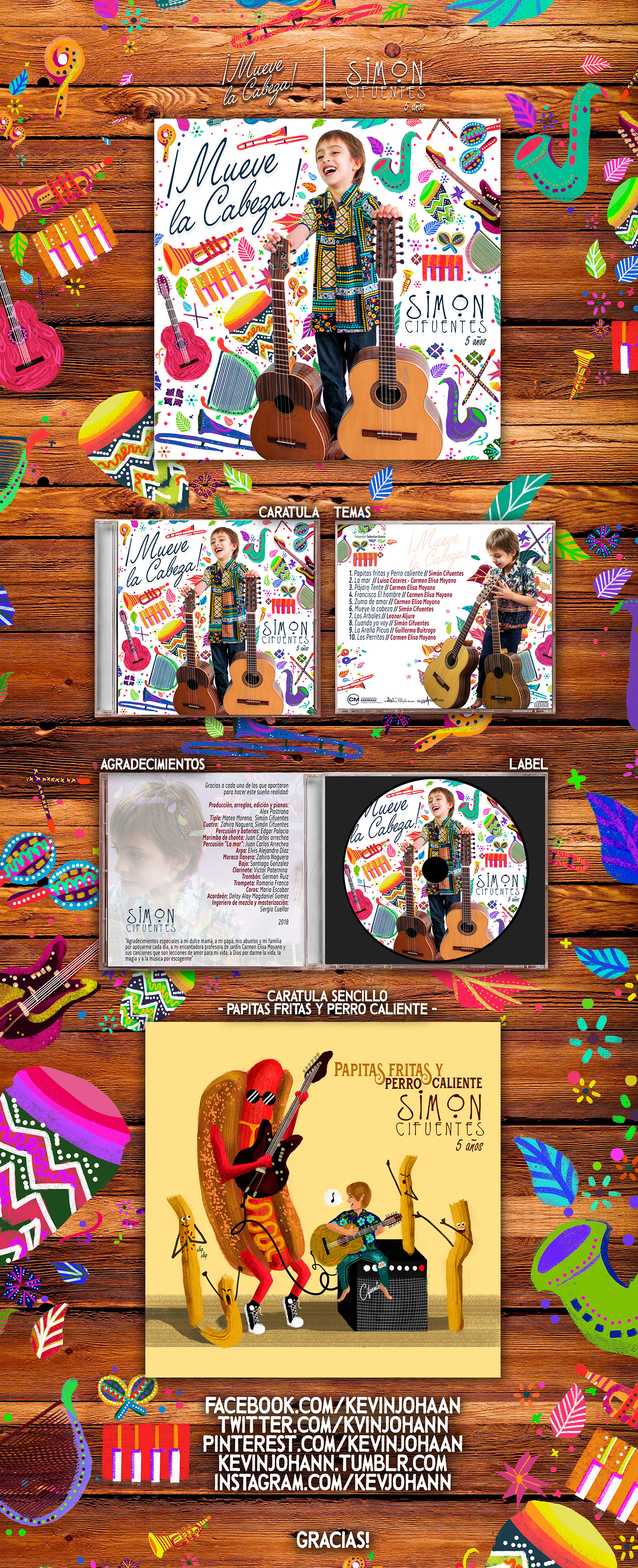 cd Album music musica Instrumentos niño boy ilustracion colombia folclore