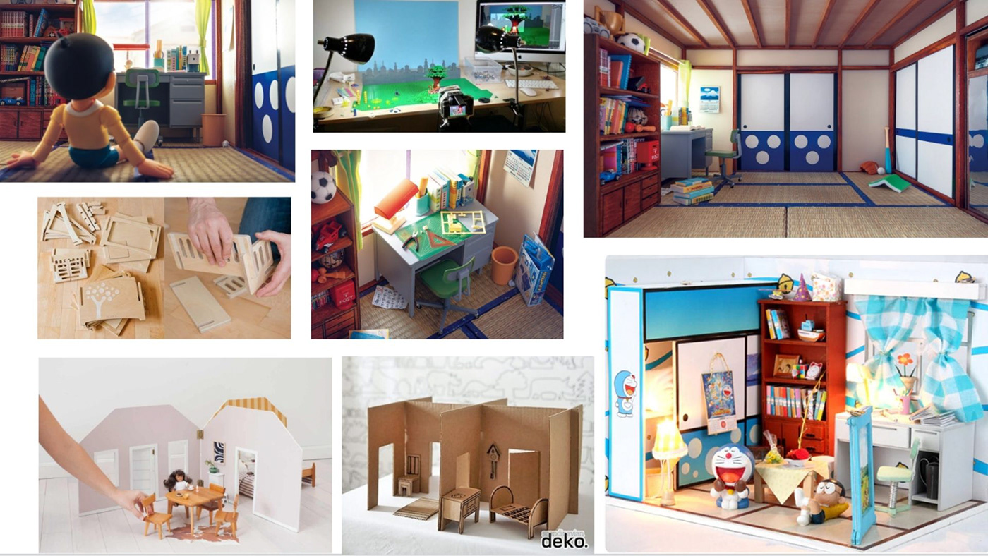animation  conceptual art Doraemon graphic designing handmade House Models  miniatures Set Designing story Visual Merchandising