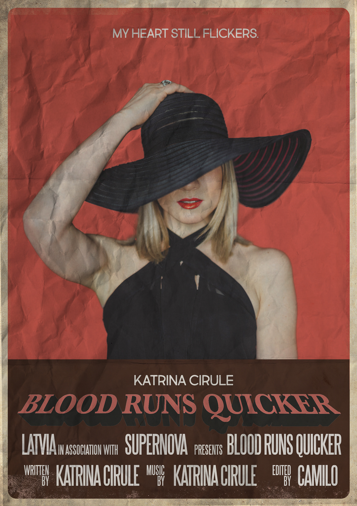 Katrina Cirule blood runs quicker retoque photoshop Cinema vintage Retro artwork music movie poster