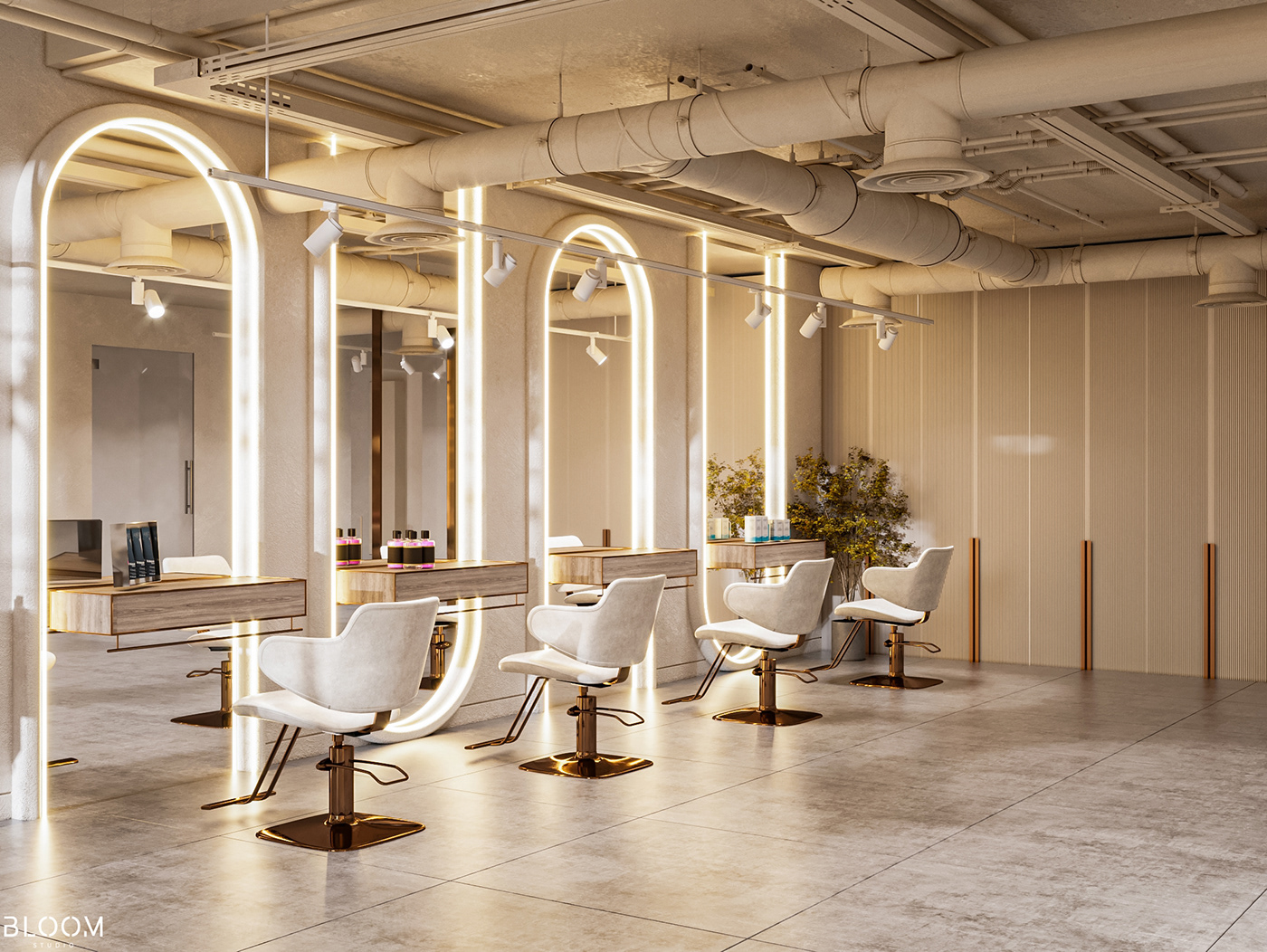 3D architecture art beauty beauty salon decor design interior design  rose salon