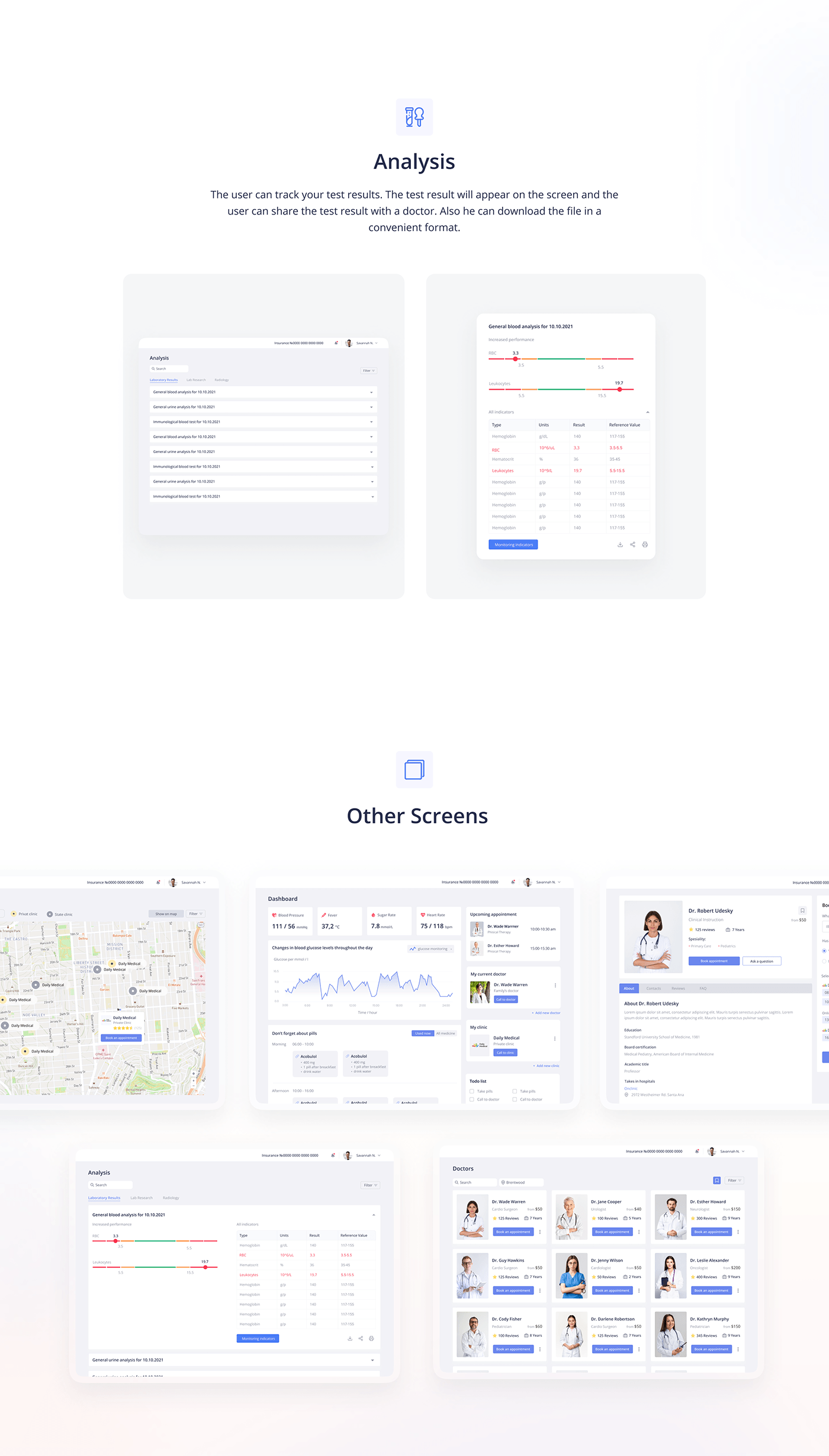healthcare Health dashboard UI/UX medical software SAAS patient doctor interface design medical record