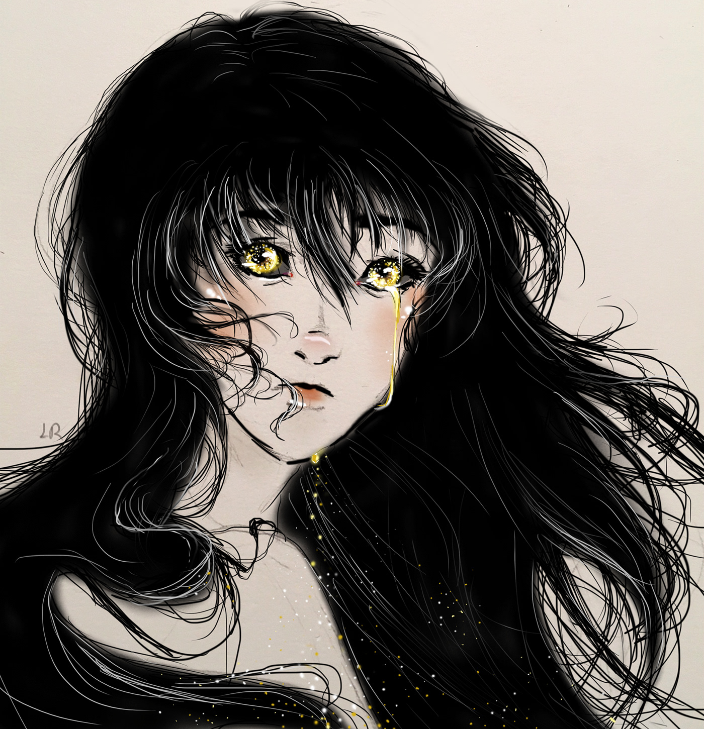 black eyes black hair fantasy Female Version gold tears Inspired Art king midas long hair mythology tragedy
