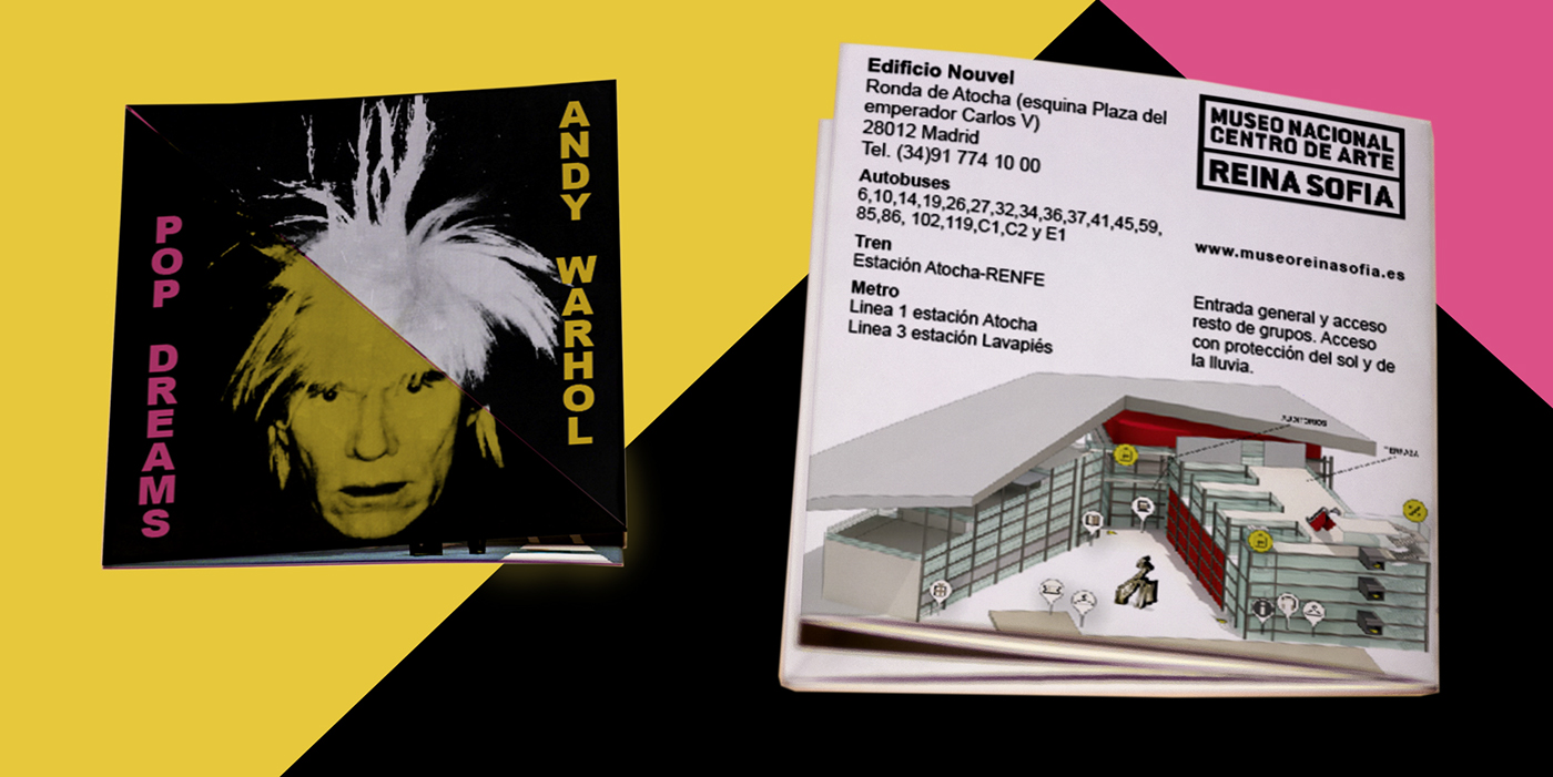 folleto brochure Exposición Andy Warhol warhol diseño gráfico graphic design  Arte POP InDesign photoshop