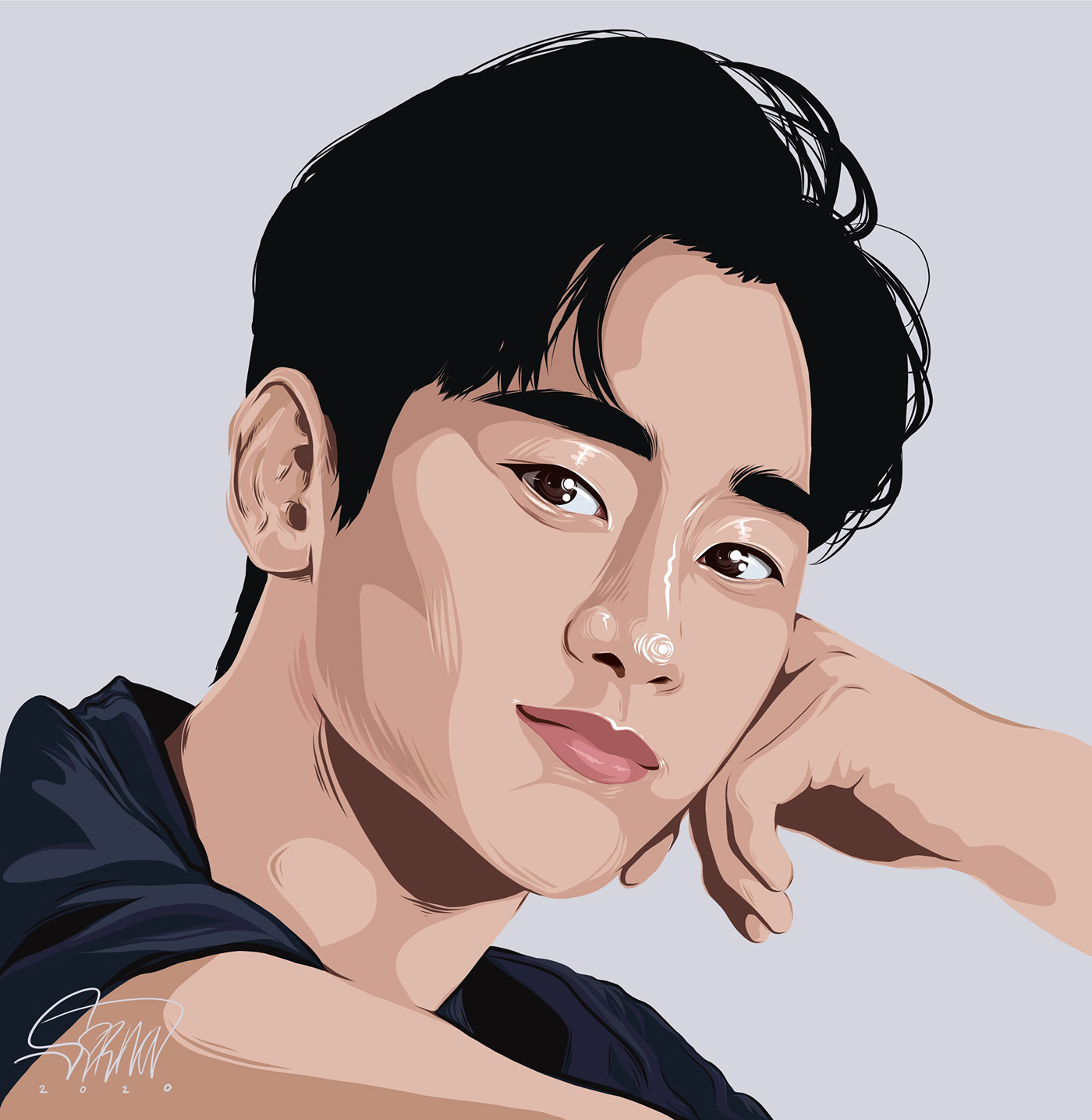 Digital Art  Drawing  ILLUSTRATION  Kim soo-hyun Korean actor vector art