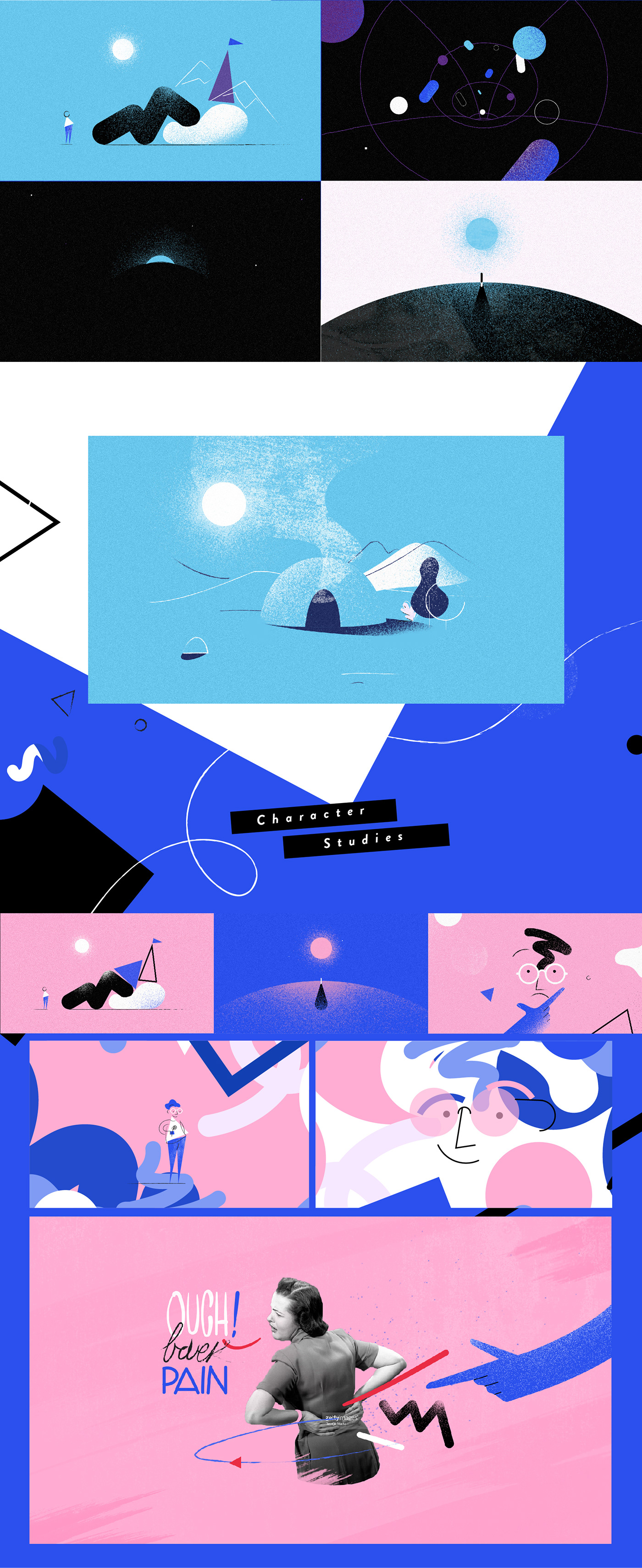 fresh pills ILLUSTRATION  2D storyboard MoGraph Character blue forest loop