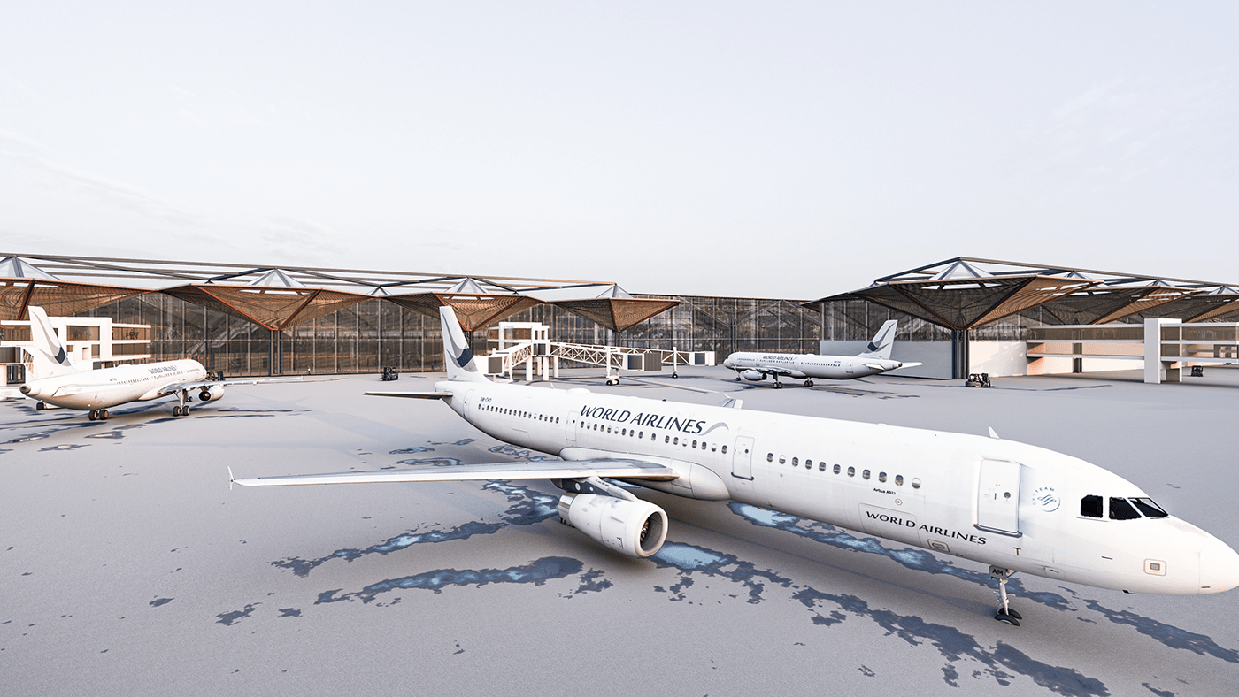 airplane airport architectural design architecture egypt Helwan University  large scale modeling Render visualization