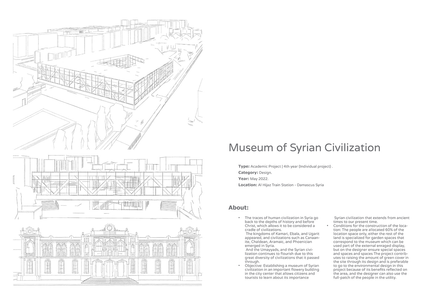 architecture modern visualization exterior museum history culture Syria Damascus