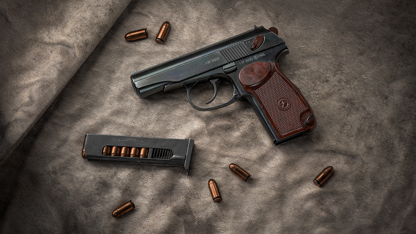 Makarov pistol Gun Weapon gameready lowpoly 3D 3ds max Makarov PM RizomUV
