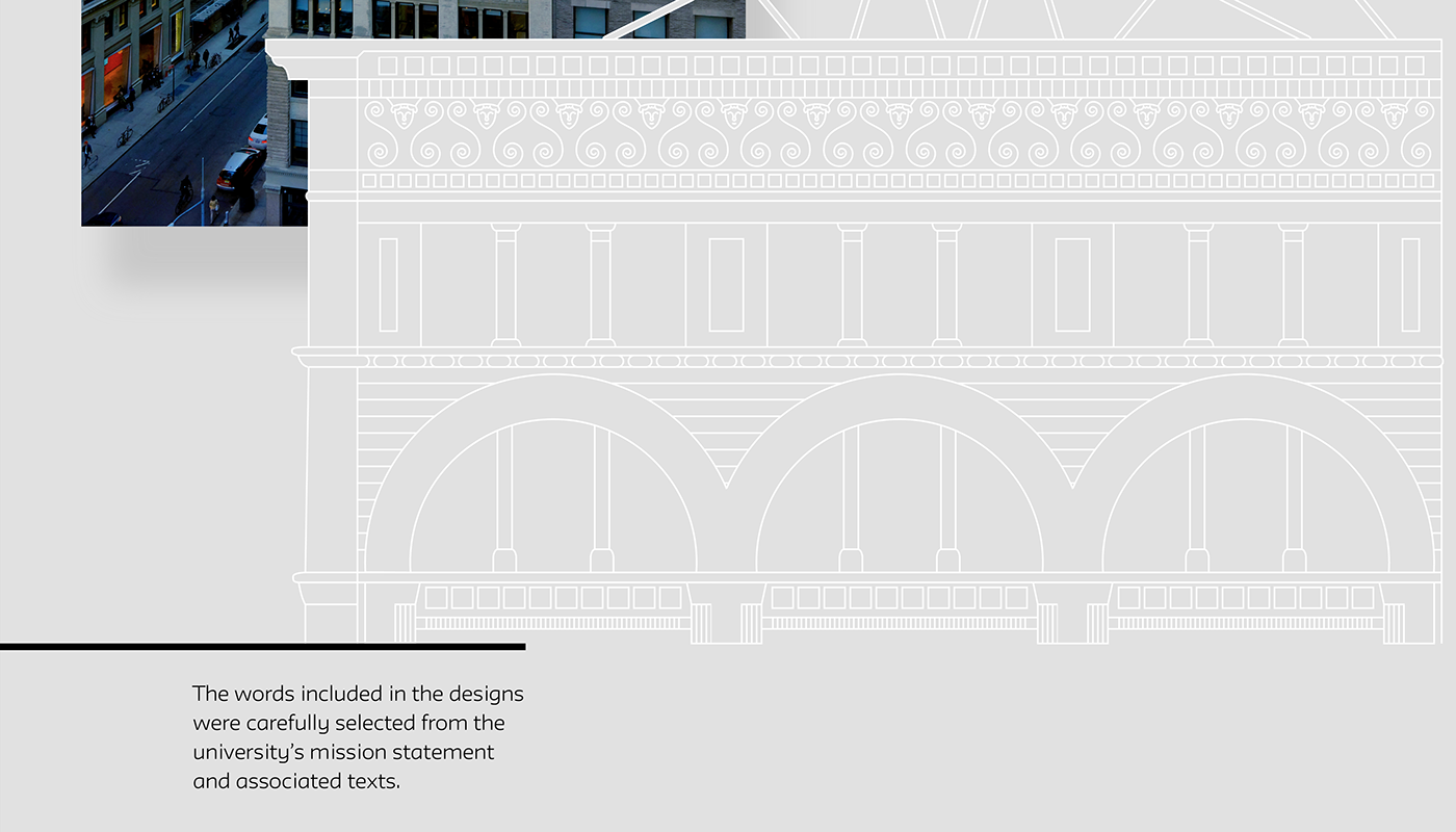 The New School Pentagram visual identity design Water Tower wallpaper Collaboration neue parsons