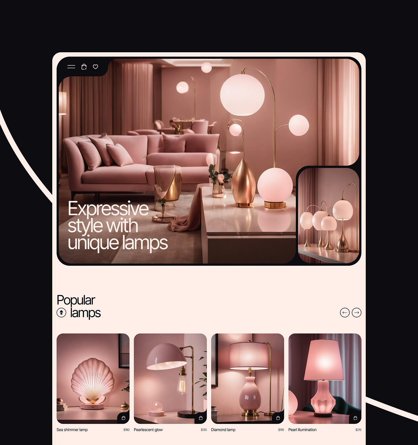 Web Design  UI/UX Interior Lamp decor lighting eComerce online store home интерьер