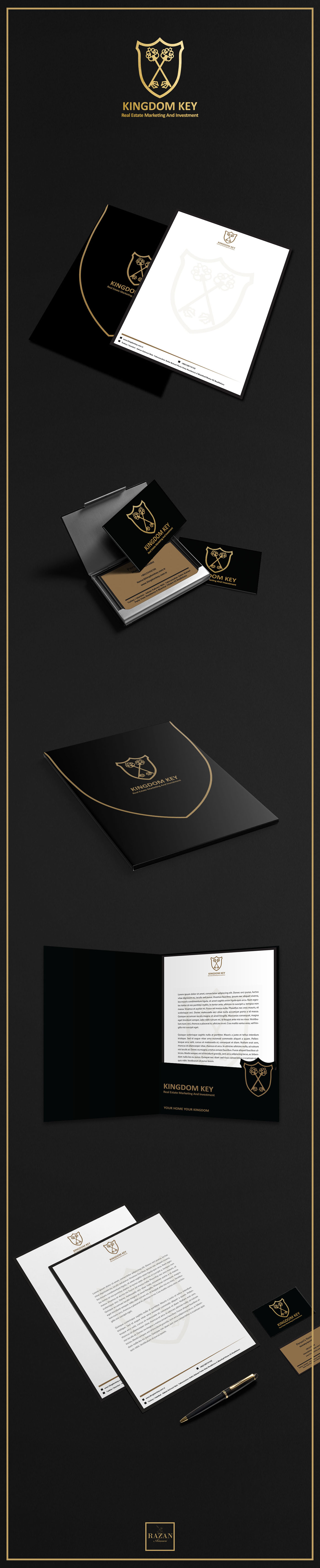 business card letterhead folder identity Turkey istanbul real estate Classic design black and gold