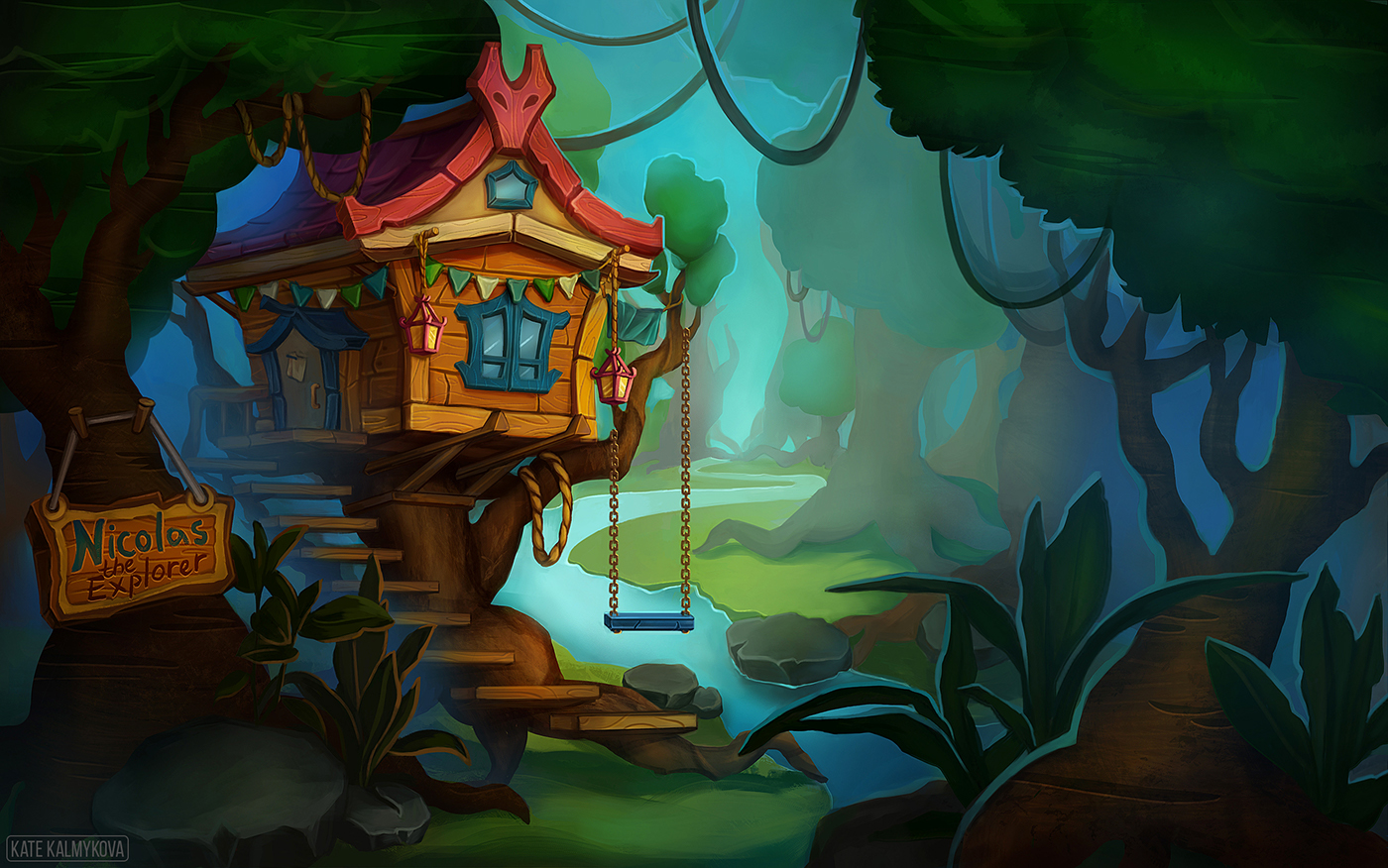 house Game Art casual game wizzard witch forest house fantasy witch house woods Cartoon house