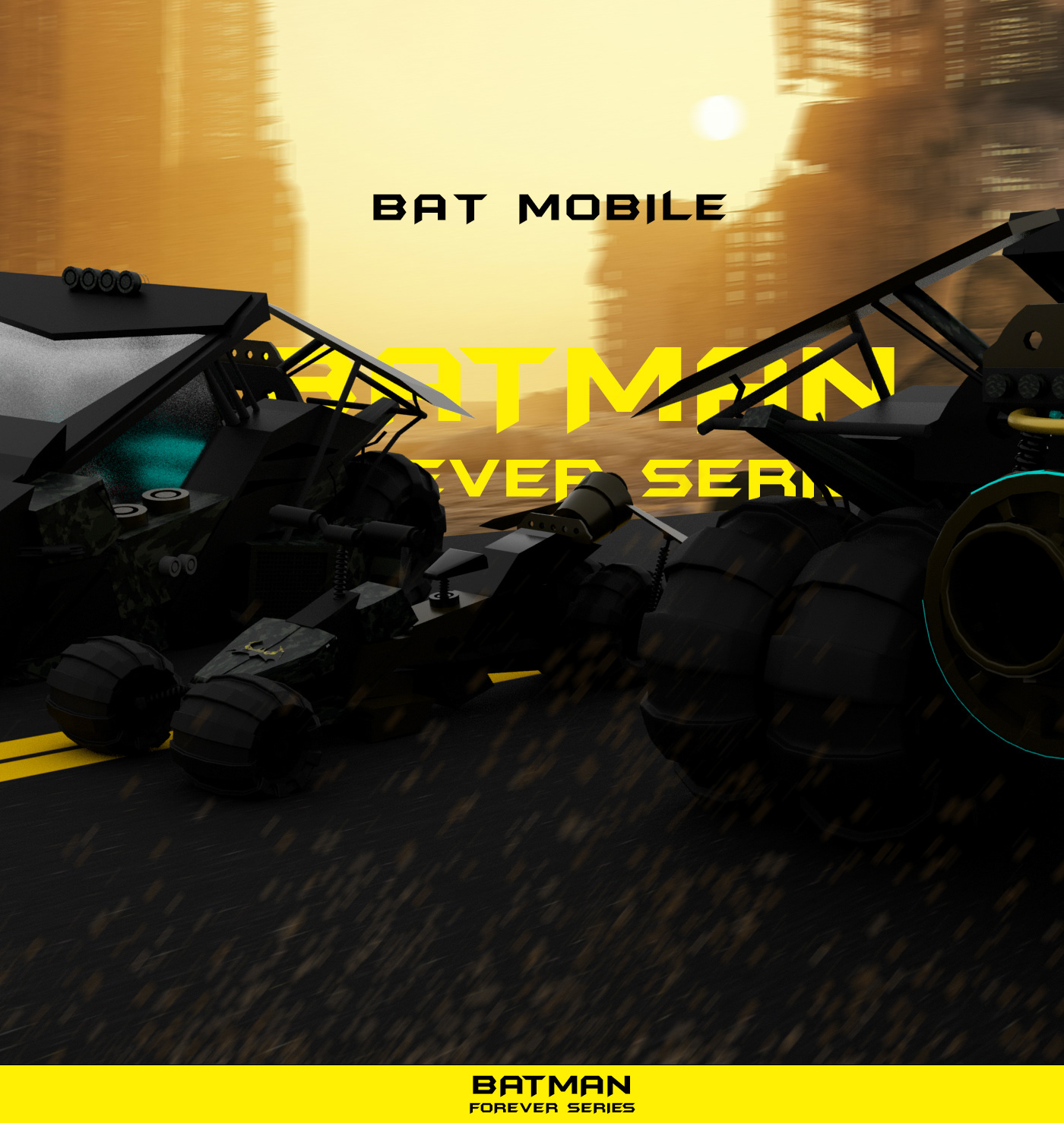 3D batman dc Maya 3d modeling visualization Batmobile Batman Beyond comics Comic Book