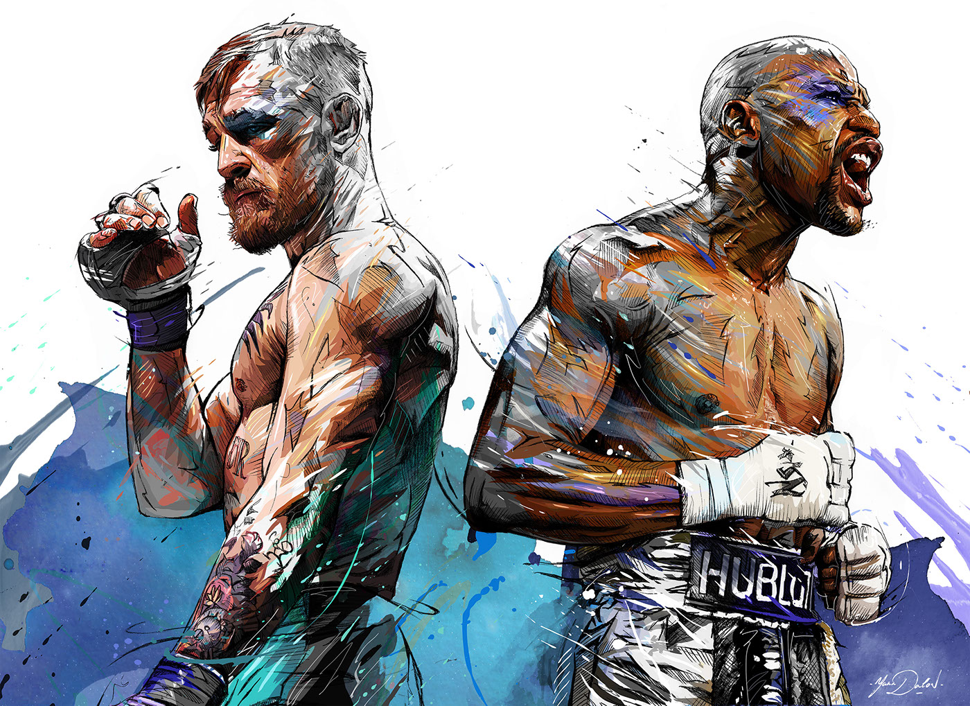 Conor McGregor Floyd Mayweather Rumble Boxing MMA UFC fight Dynamic portrait sport