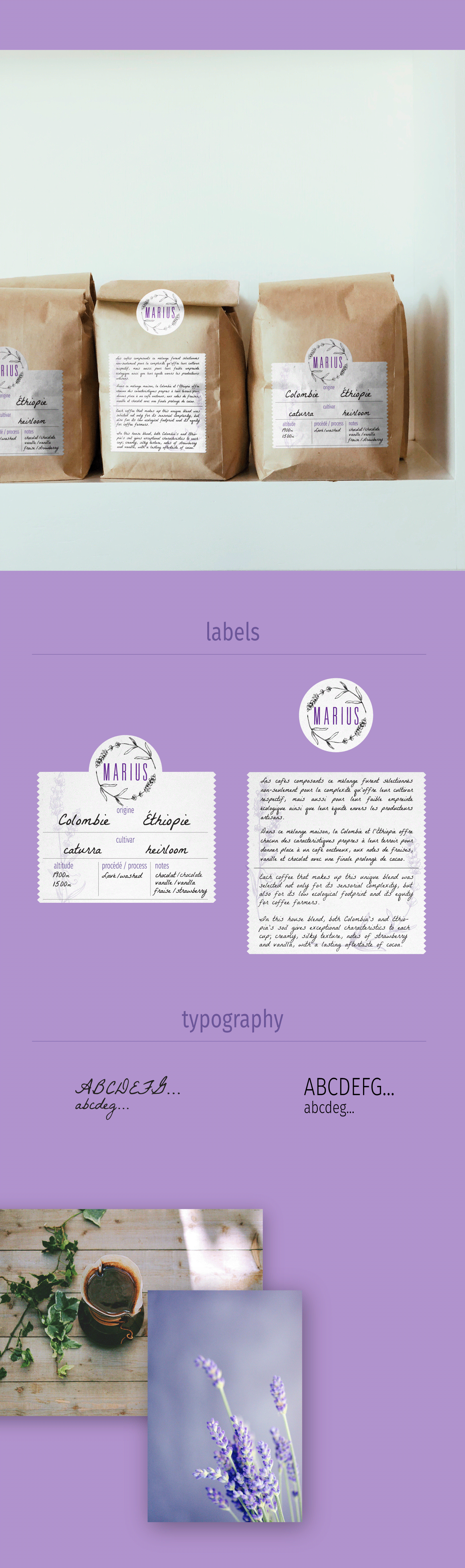 Label Coffee cafe lavender Provence design ILLUSTRATION  artisanal craft bio