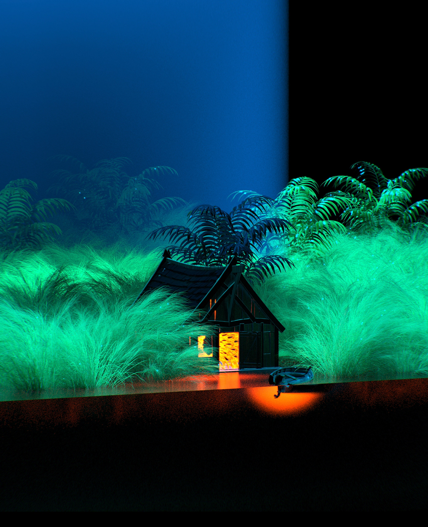 3D acid energy house jungle Magic   mystical neon plants Render