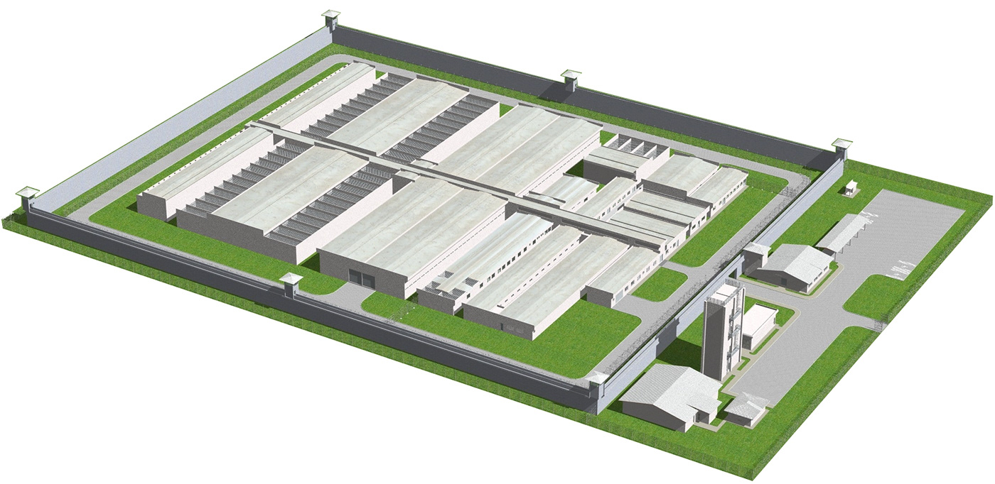 3D ARQUITETURA maquete eletronica penitenciária presidio Render