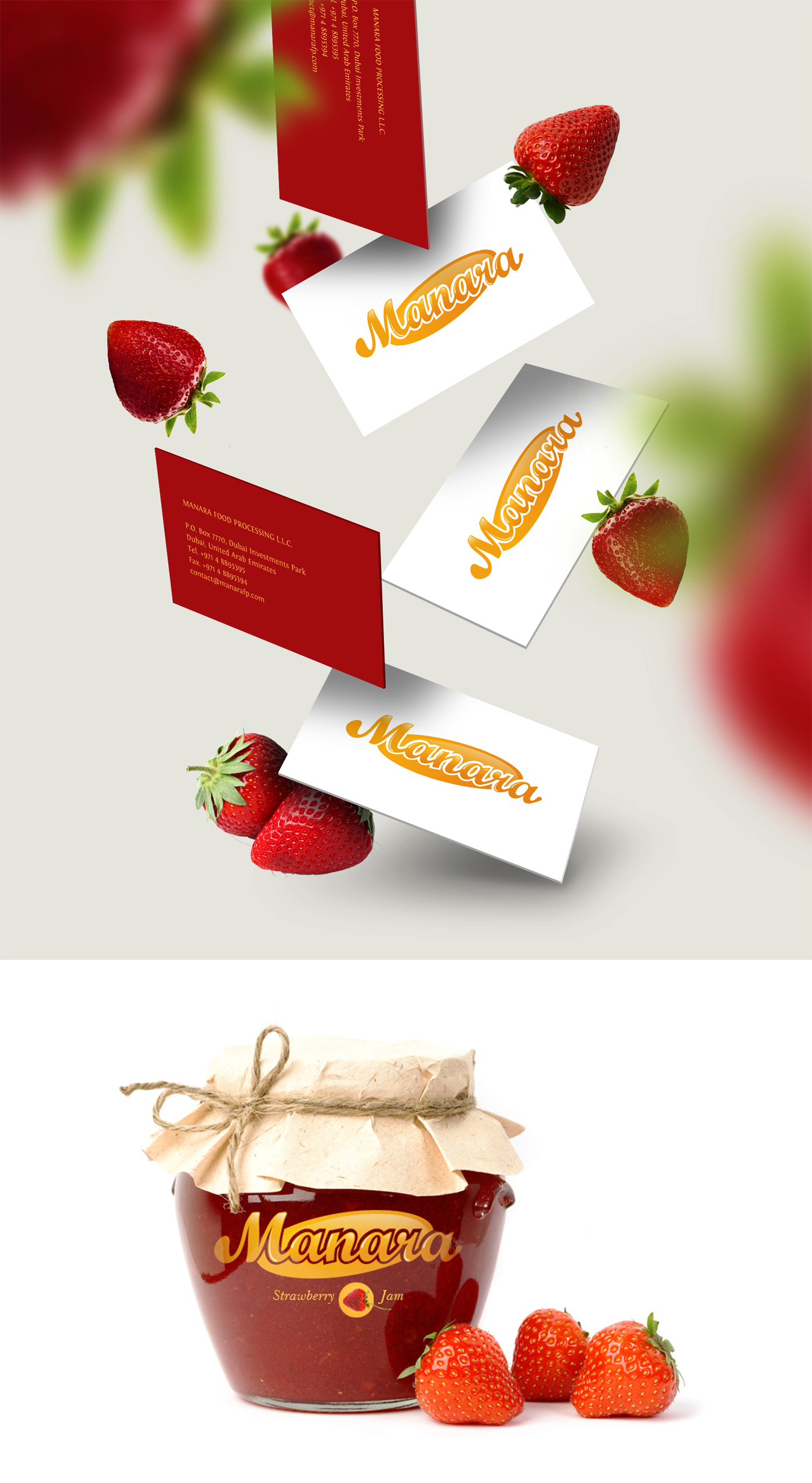 Manara logo logodesign jam brand clean Food  business card UAE Fruit identity mark Mockup