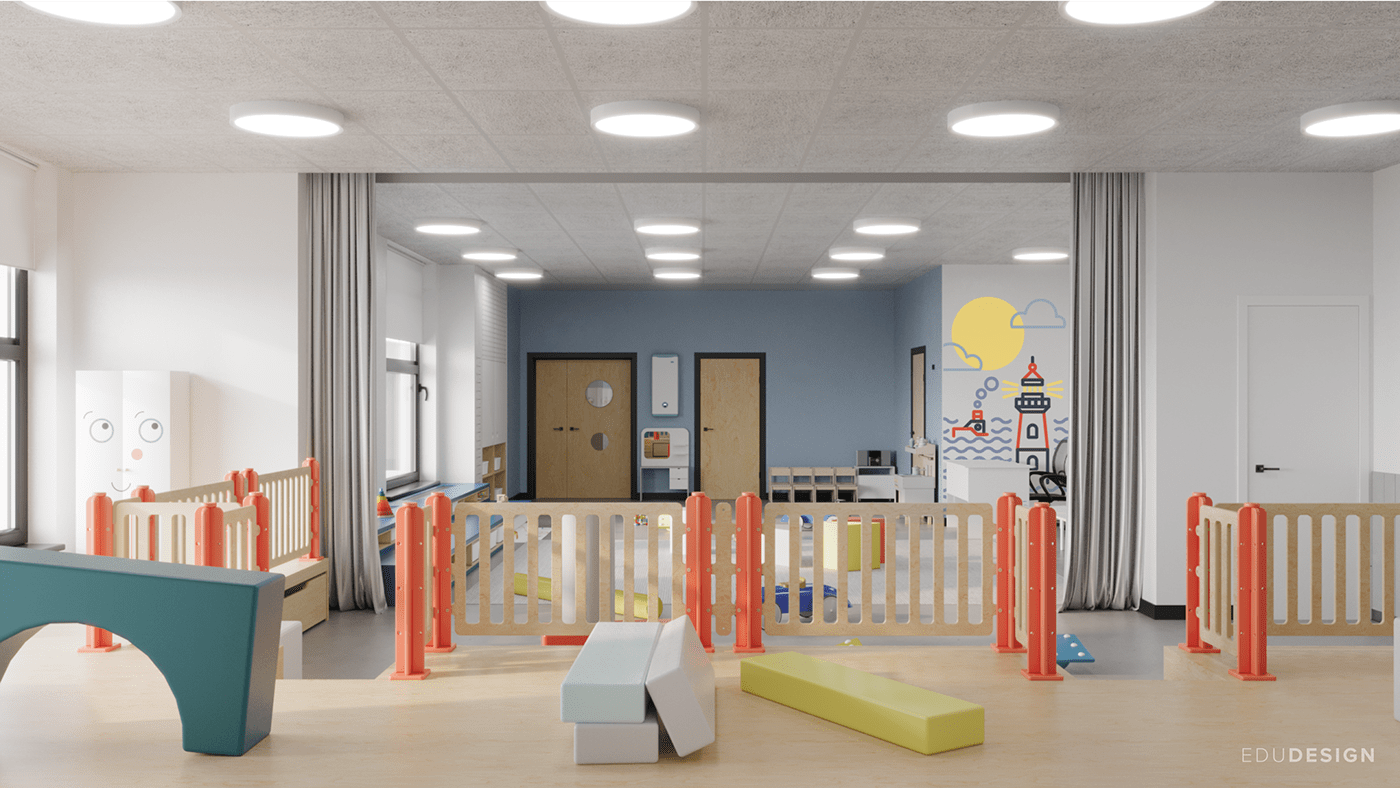 children design Education edudesign Interior kindergarten Render school visualization