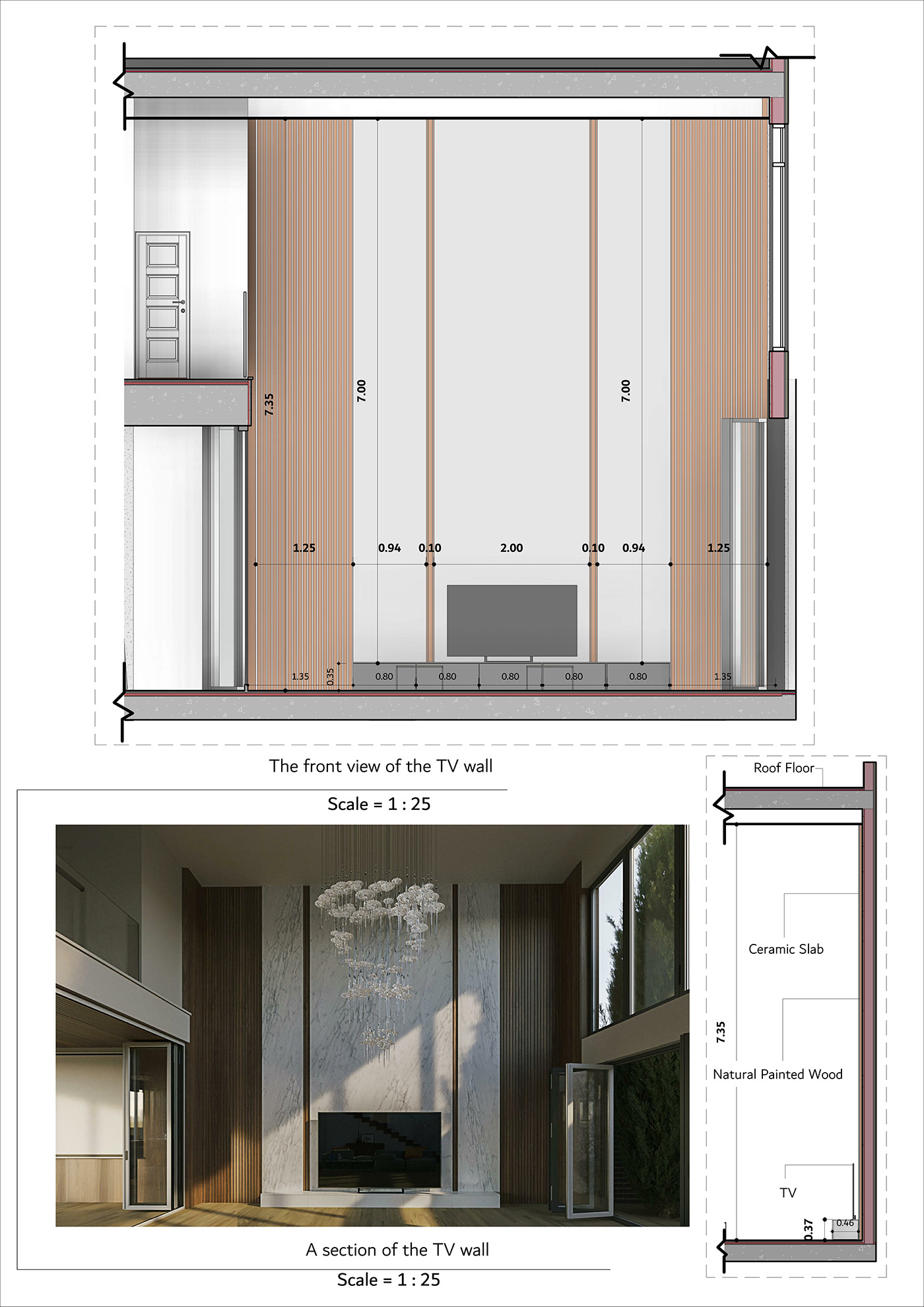 BIM revit Revit Architecture design interior design  designer detail Villa house living room