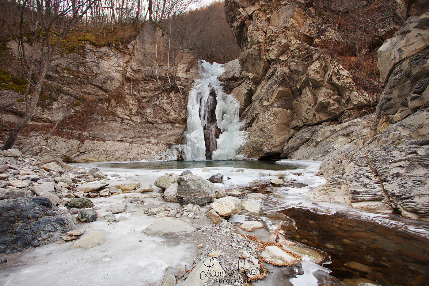 waterfall Landscape river Italy ice winter Photography  HDR