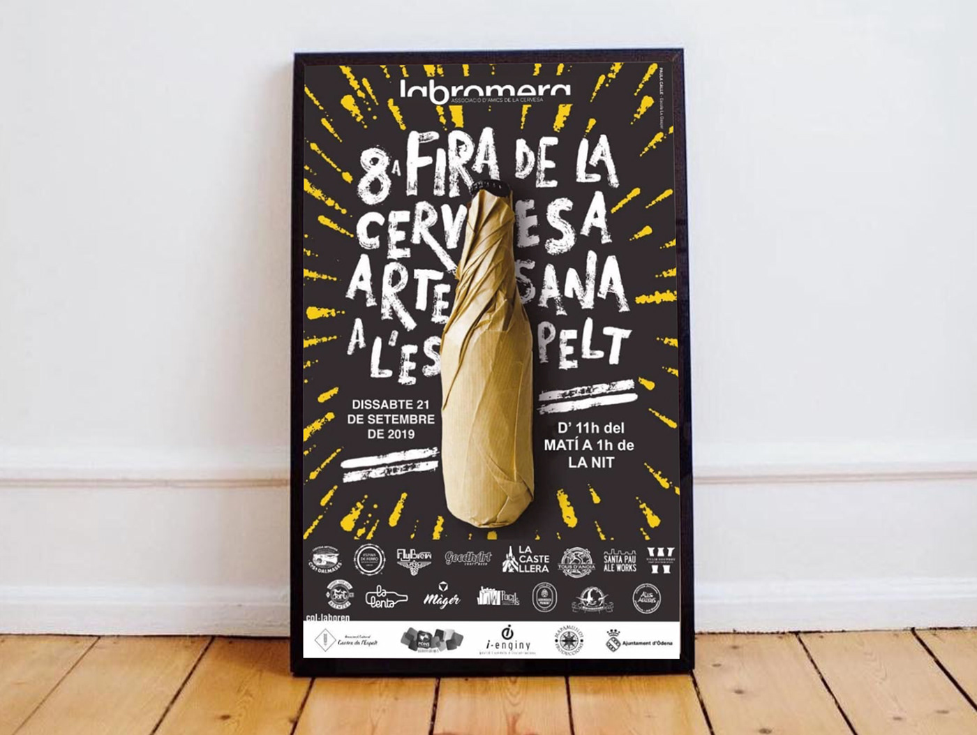 type beer lettering handmade yellow craftpaper Poster Design