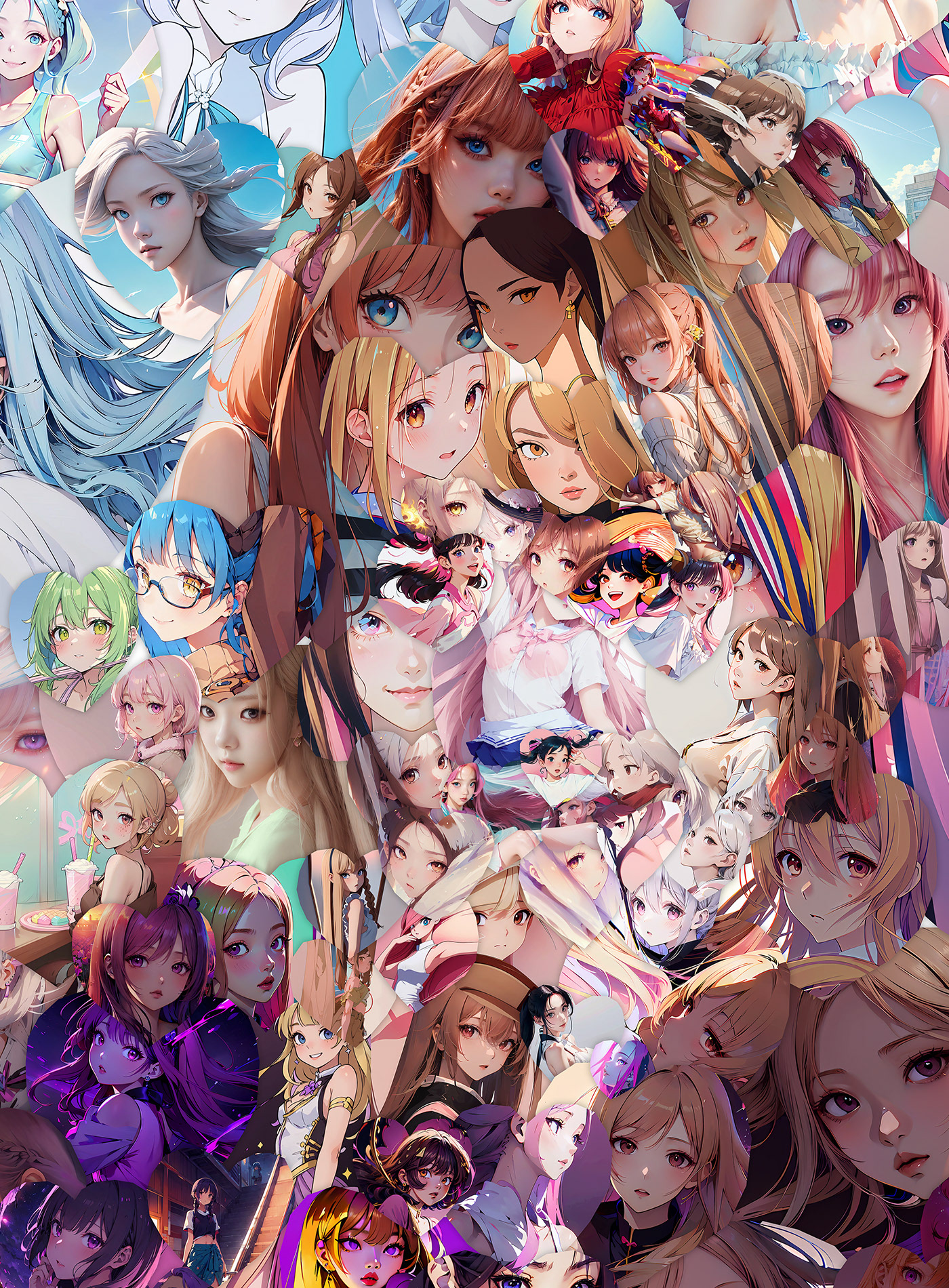 anime manga photocollage photomosaic collage blackpink k-pop Digital Mosaic music graphics Download blackpink art