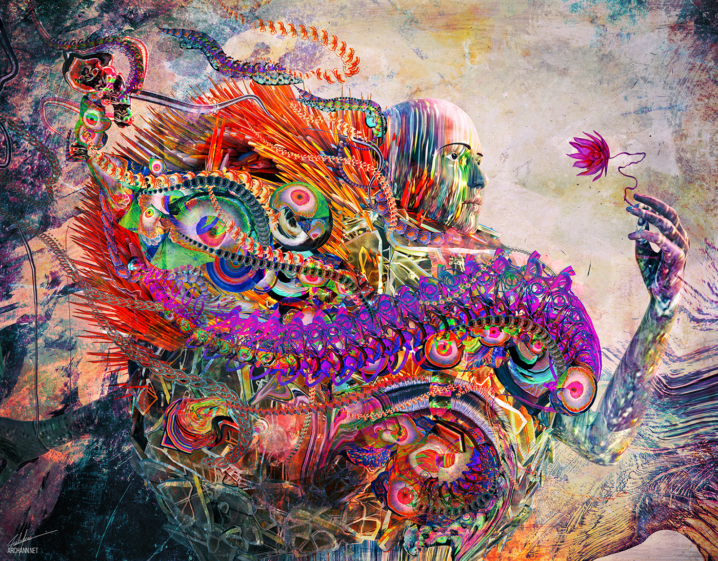 abstract conceptual fantasy surreal color vivid vibrant flyer Scifi portrait