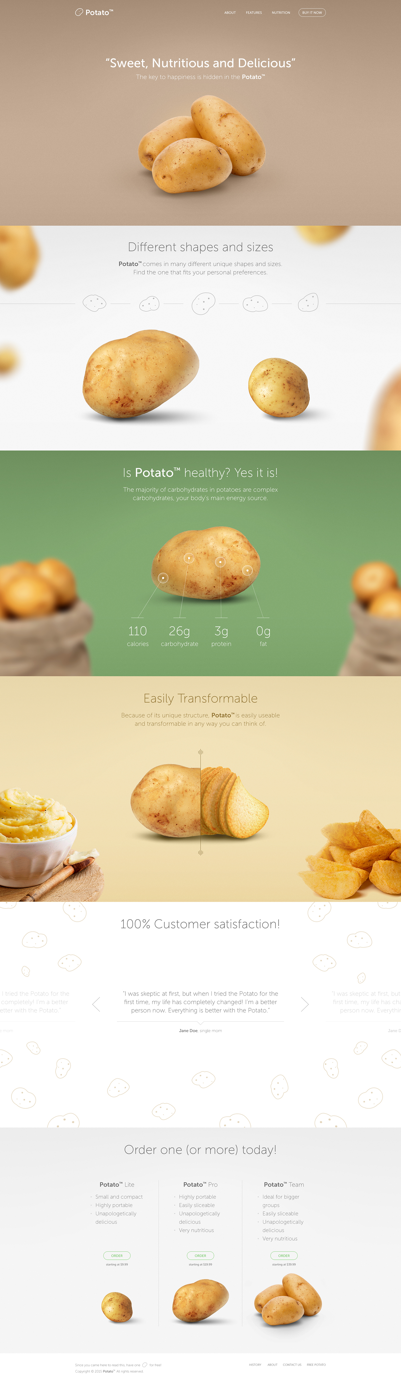potato landing page Web minimalistic clean simple
