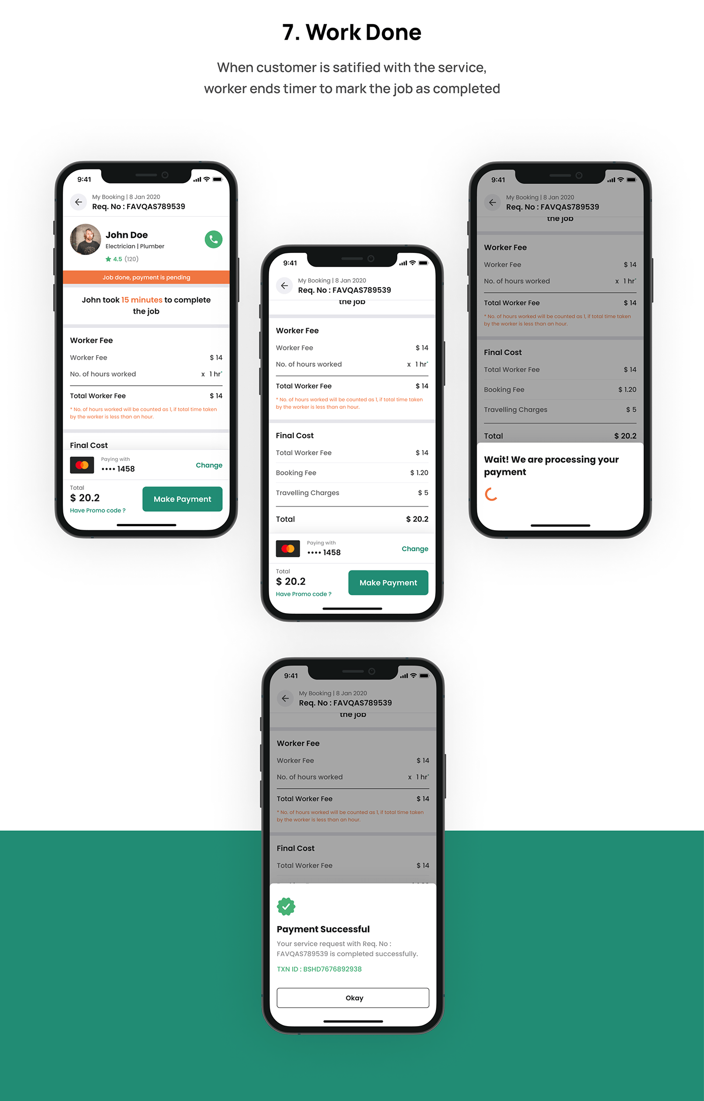 Helpify App UI Design, task completed screens