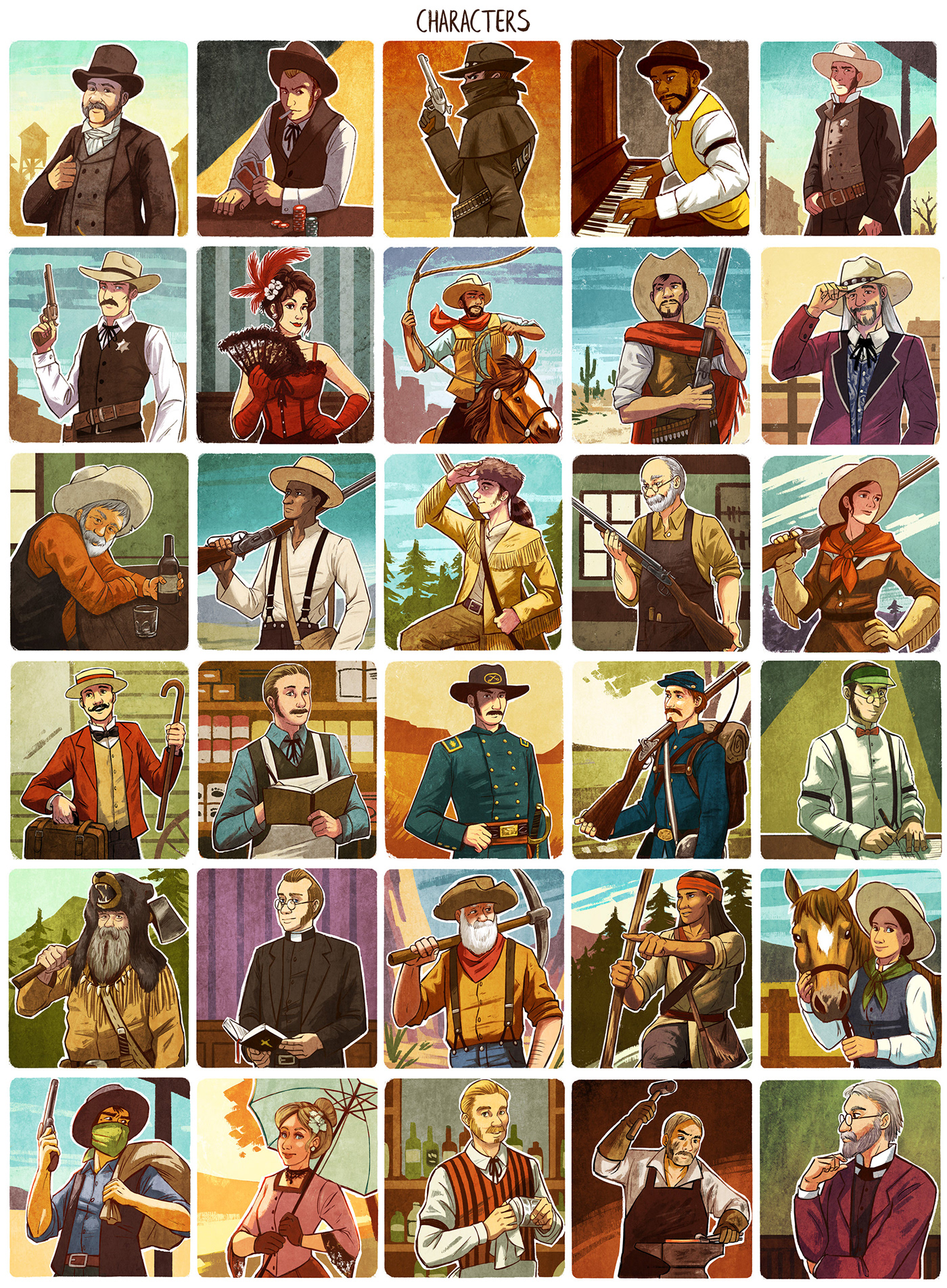 card game board game арт ILLUSTRATION  Digital Art  design western wild west cowboy history