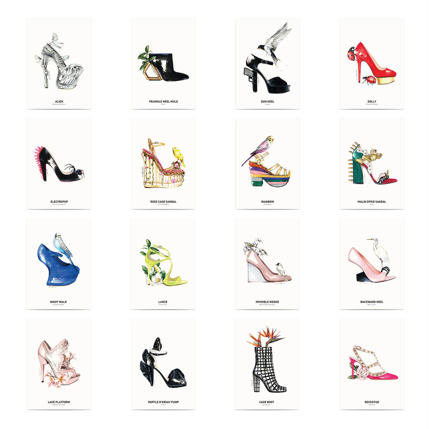 Fashionary shoes antónio soares Fashion  ILLUSTRATION  Drawing  desenho sapato watercolor postcards