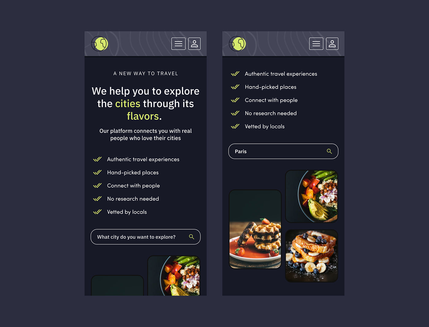 ux ui design Travel tourism local food Booking Booking tours Food  Mobile app food app
