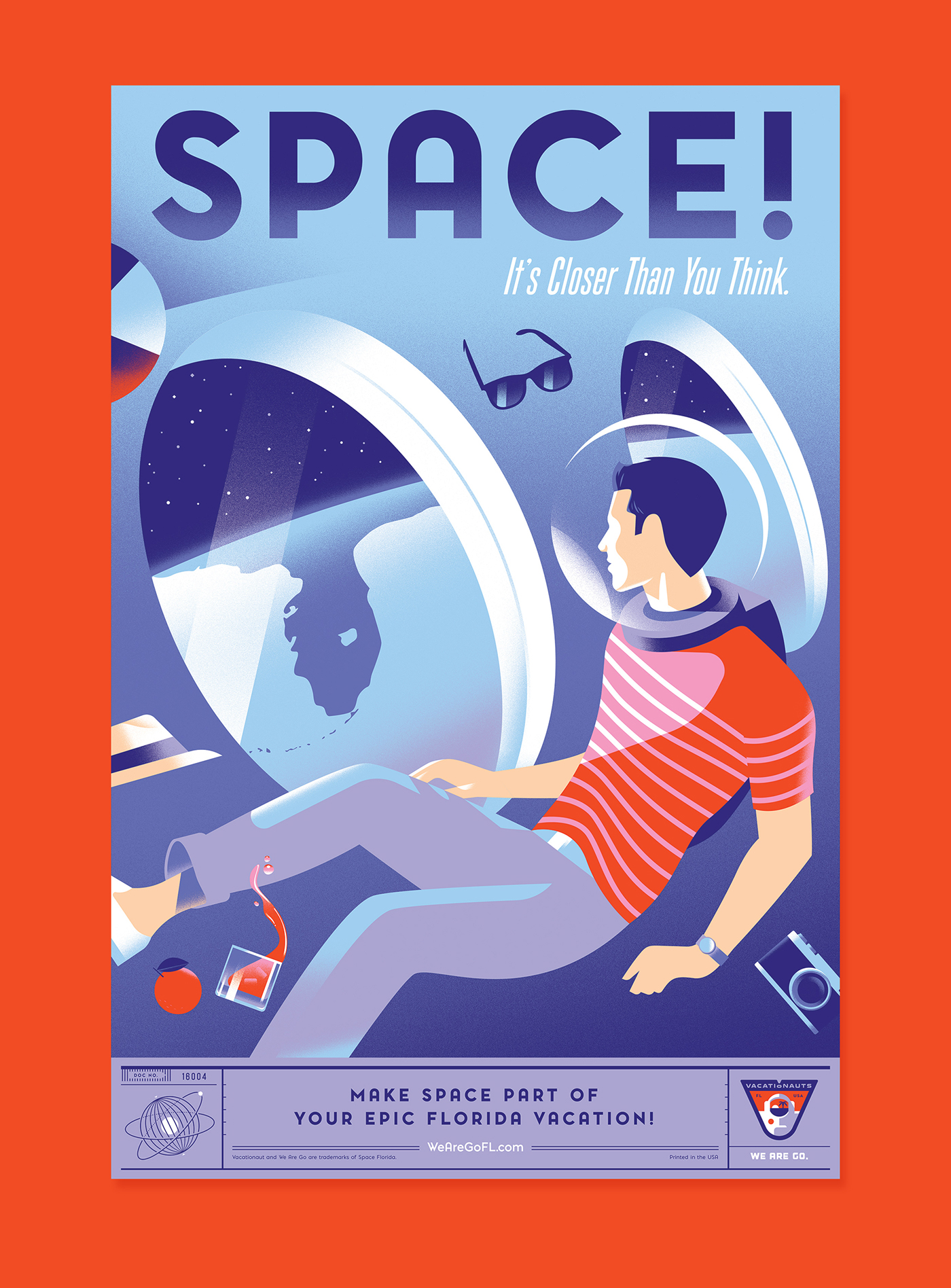 Space  Travel tourism logo poster Advertising  rocket florida print