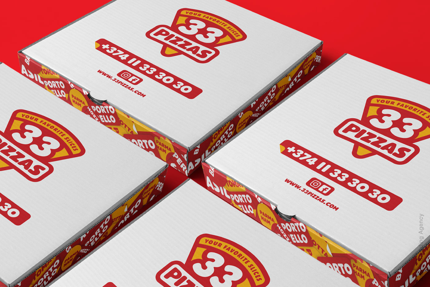 33 flavors 33 Pizzas 33cm branding  Fast food Indigo branding junk food Logo Design Packaging Pizza
