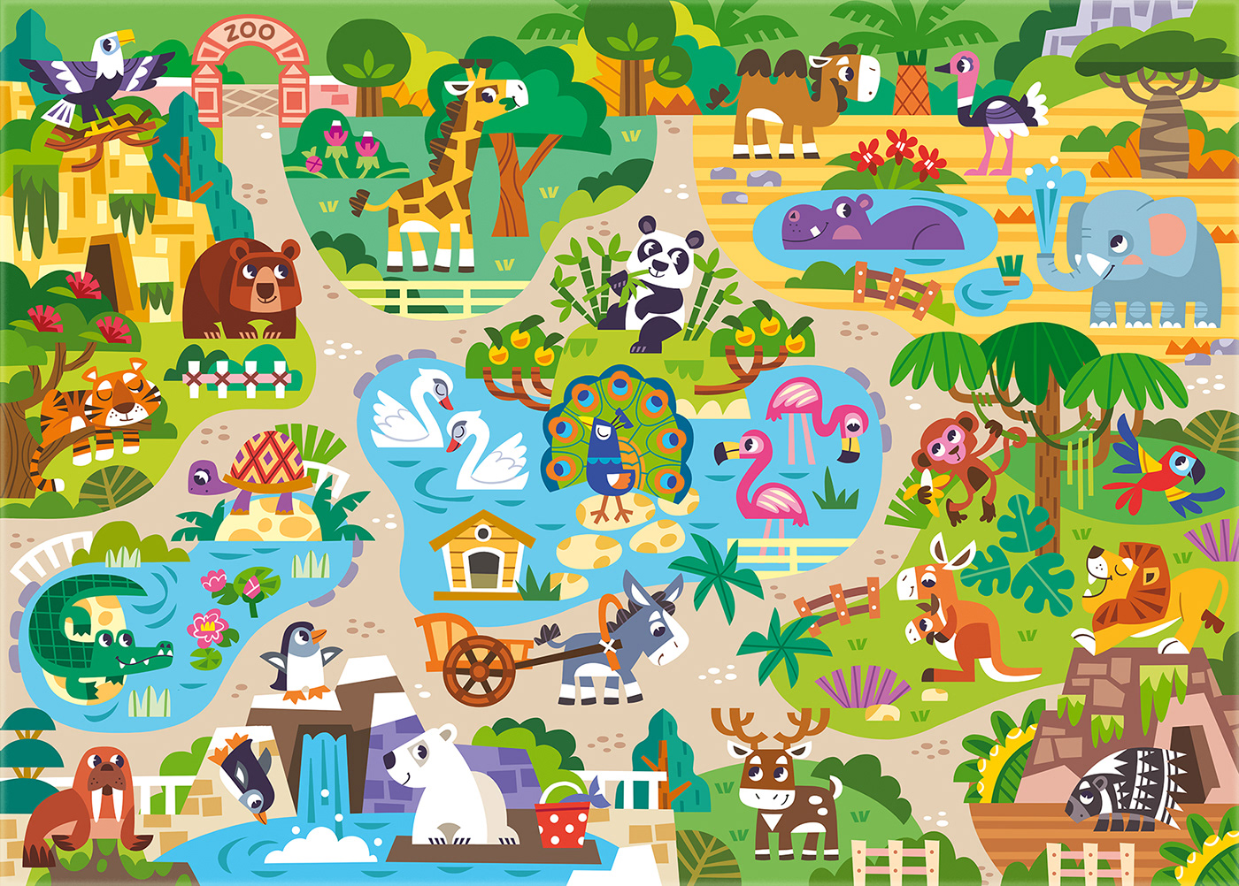 Jigsaw puzzle activity book for children magazine zoo animals Wimmelbuch kids toy