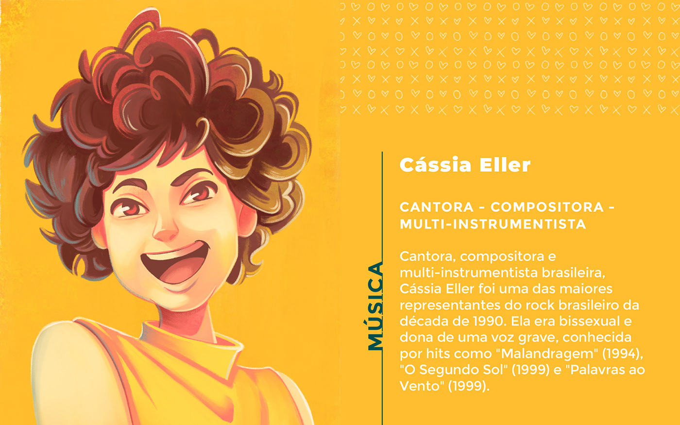 An illustrated portrait of Cassia Eller a famous brazilian singer and  songwriter.
