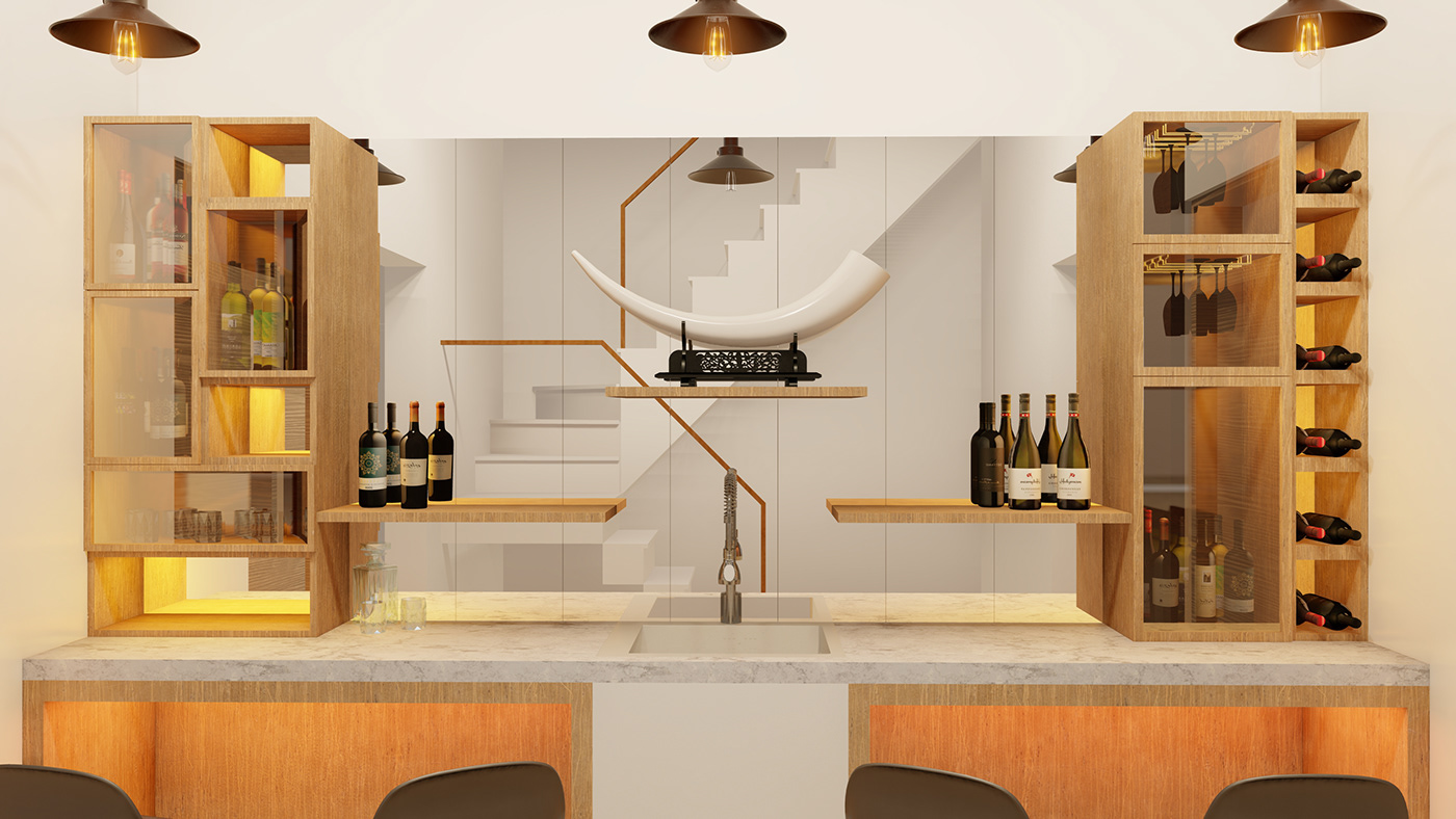 3drender architecture bar homebar interior design  lumion modern SketchUP visualization