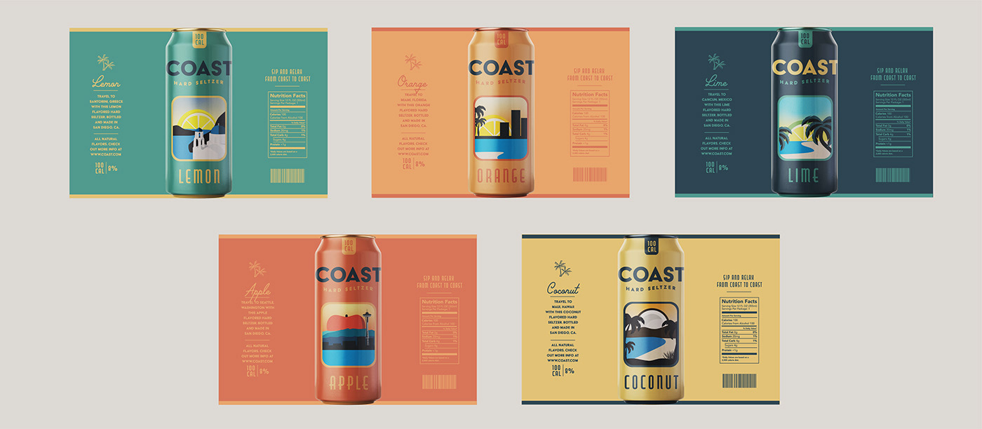 Seltzer Coast Can Design drink product hard seltzer new drink product design  seltzer can Packaging packaging design