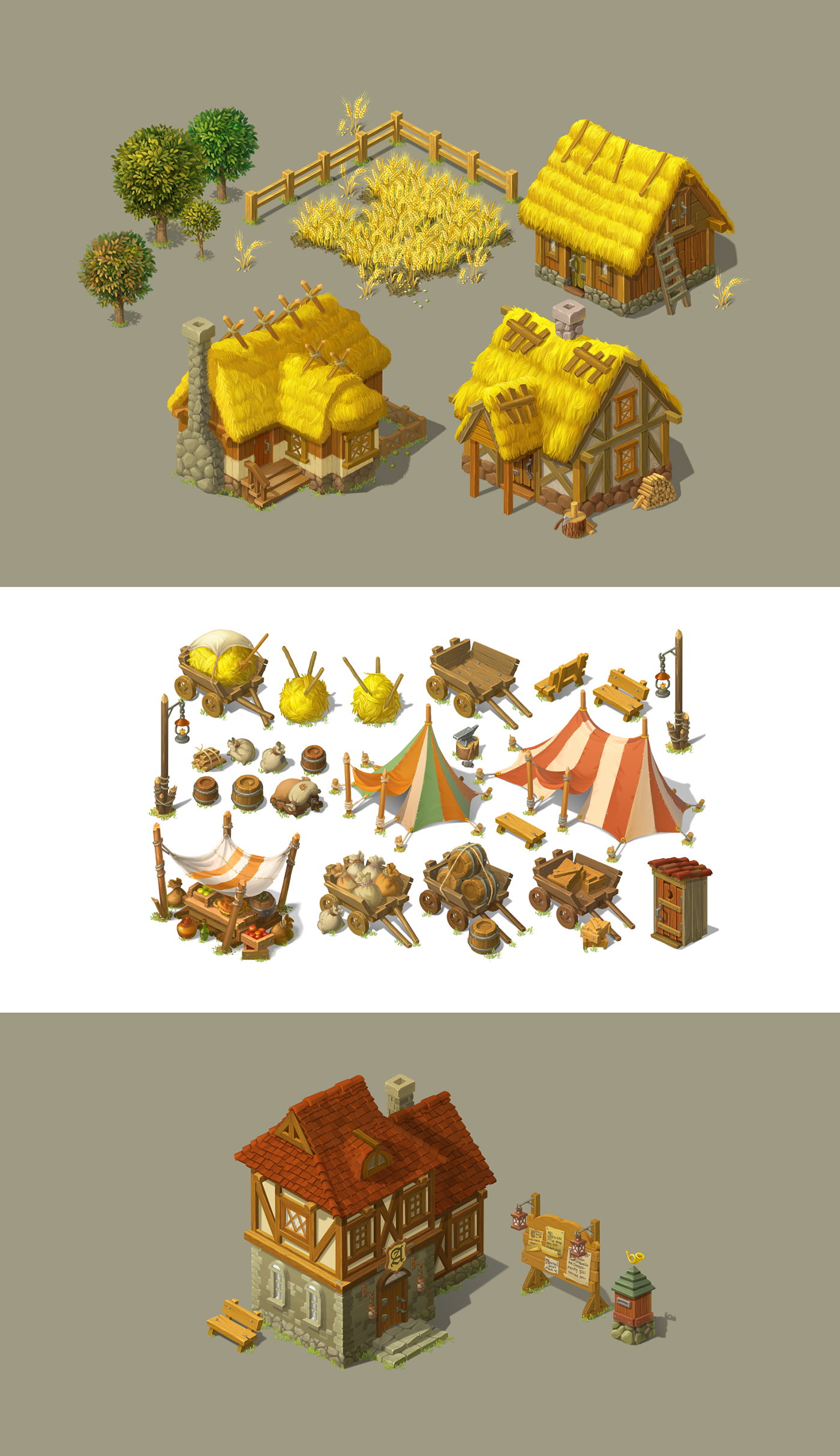 mmorpg assets game 2D Isometric buildings Items Game Art decorations gamedev strategy environment medieval