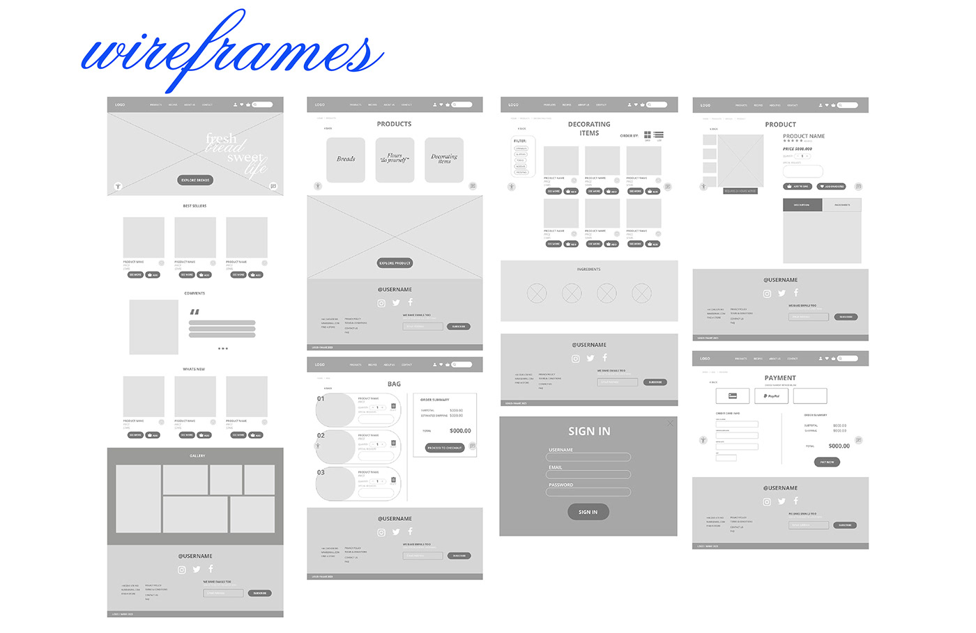 UX UI Website bakery design branding  interactive user interface Adobe XD UX design user experience